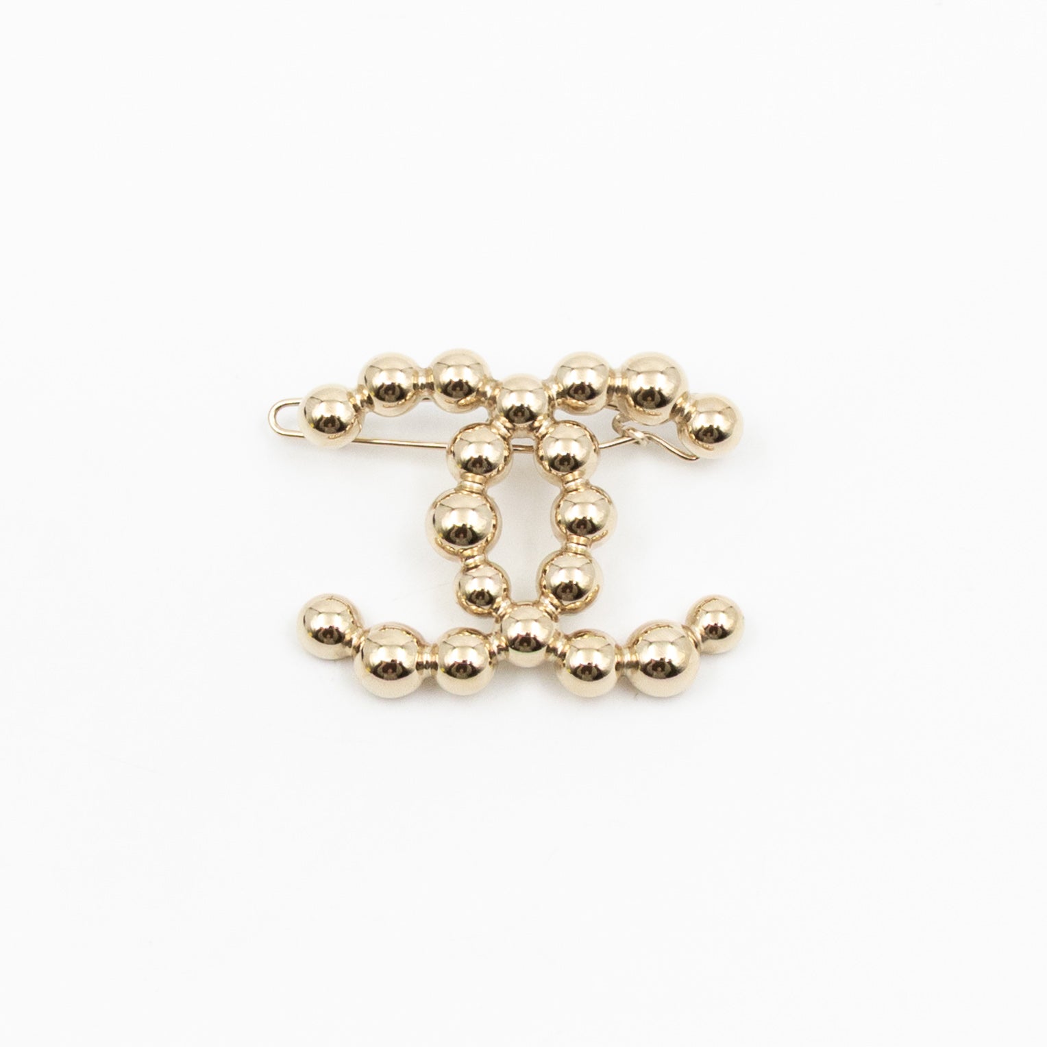 CC Beaded Barrette Hairpin Light Gold Plated