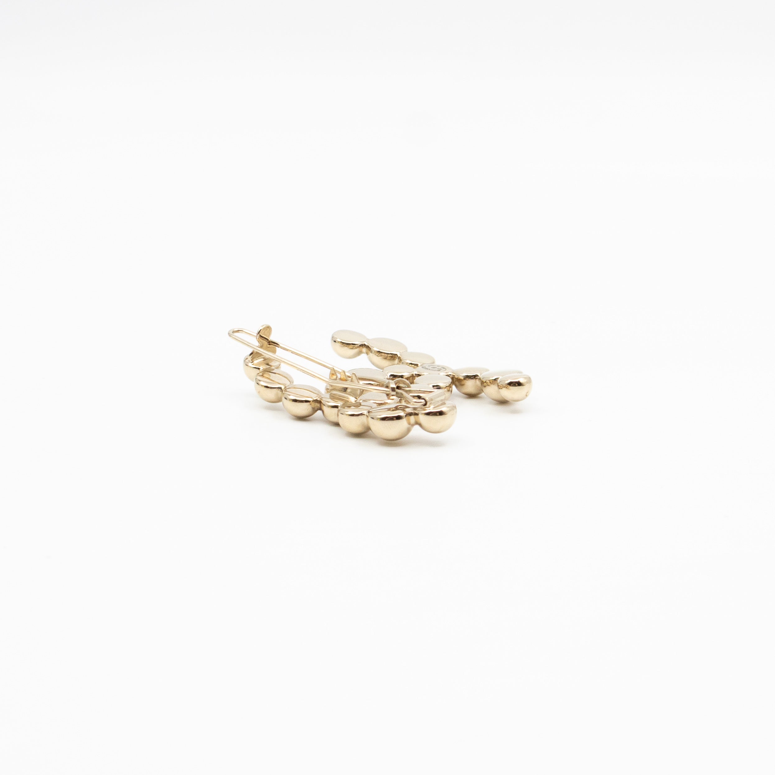 CC Beaded Barrette Hairpin Light Gold Plated