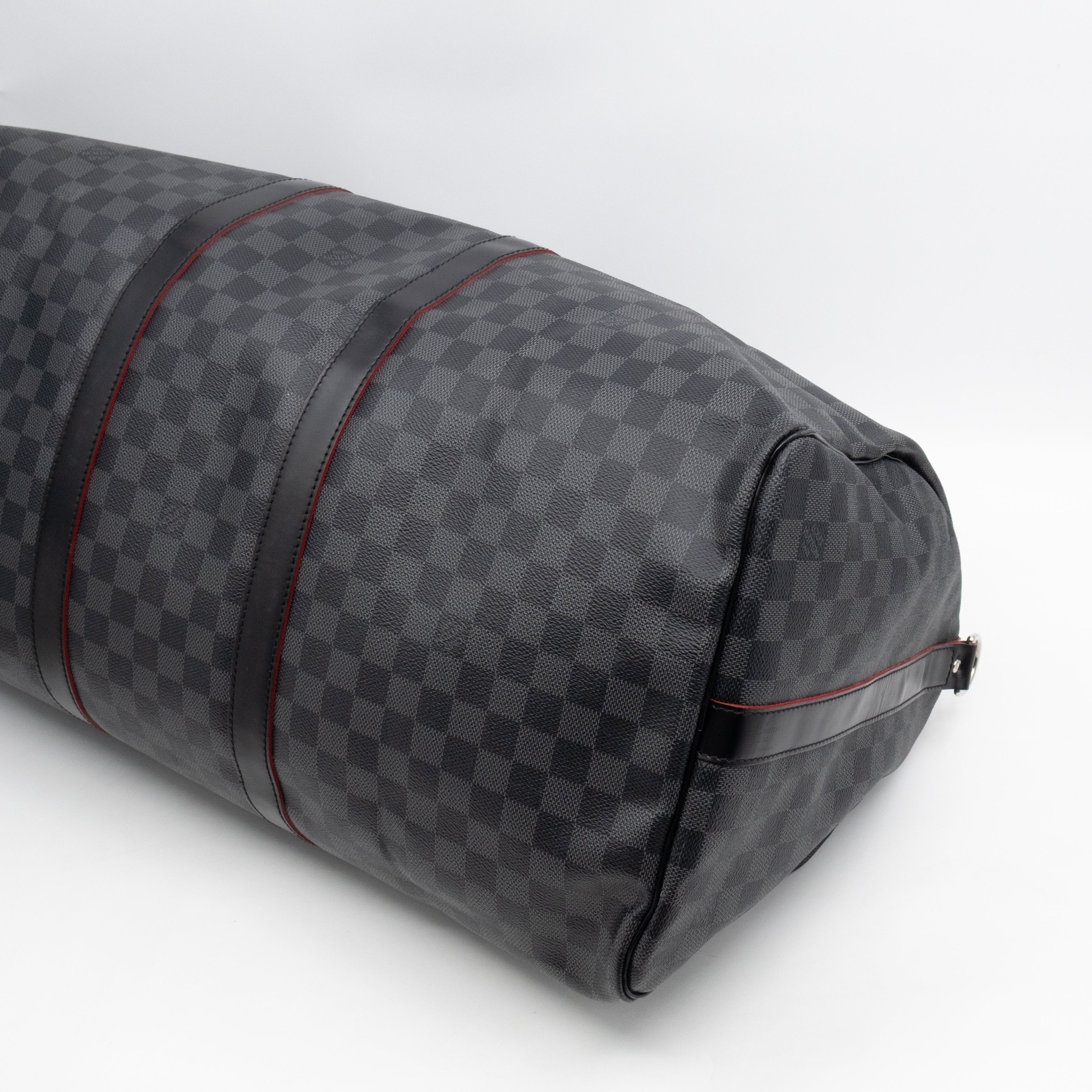 Keepall 55 Bandouliere Damier Graphite Rouge