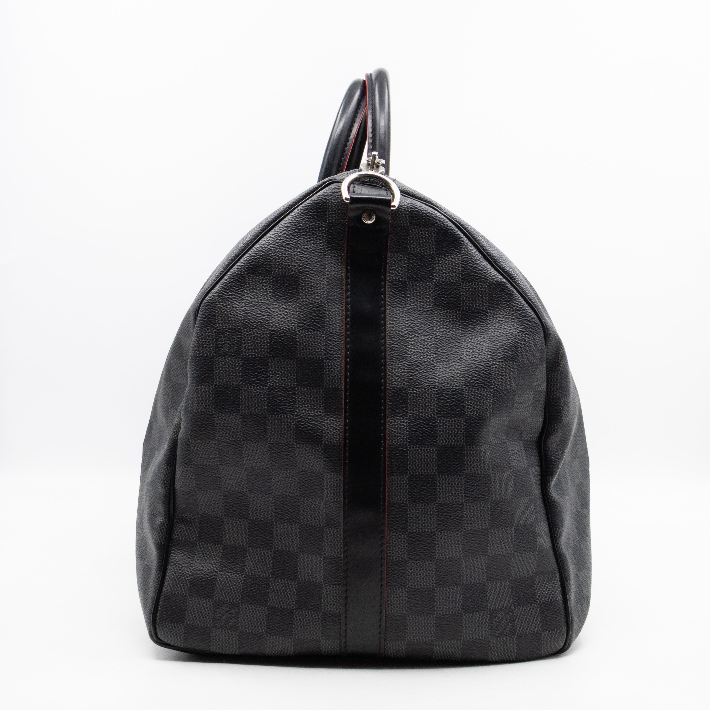 Keepall 55 Bandouliere Damier Graphite Rouge