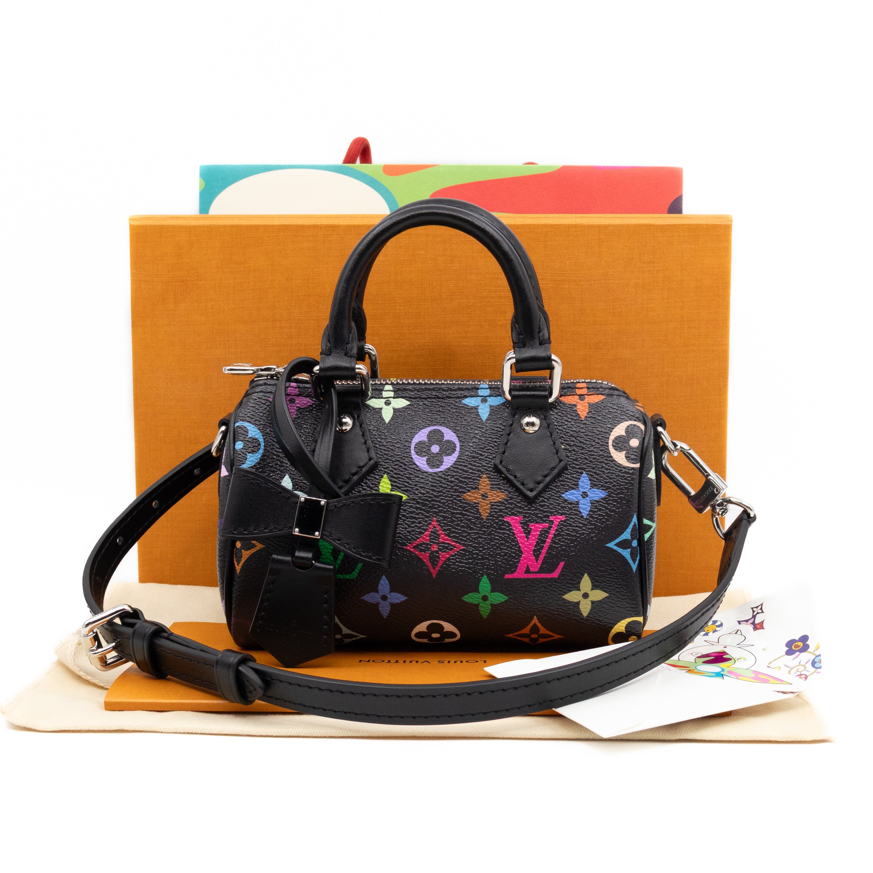 Nano Speedy LV x TM Black Multicolor leather