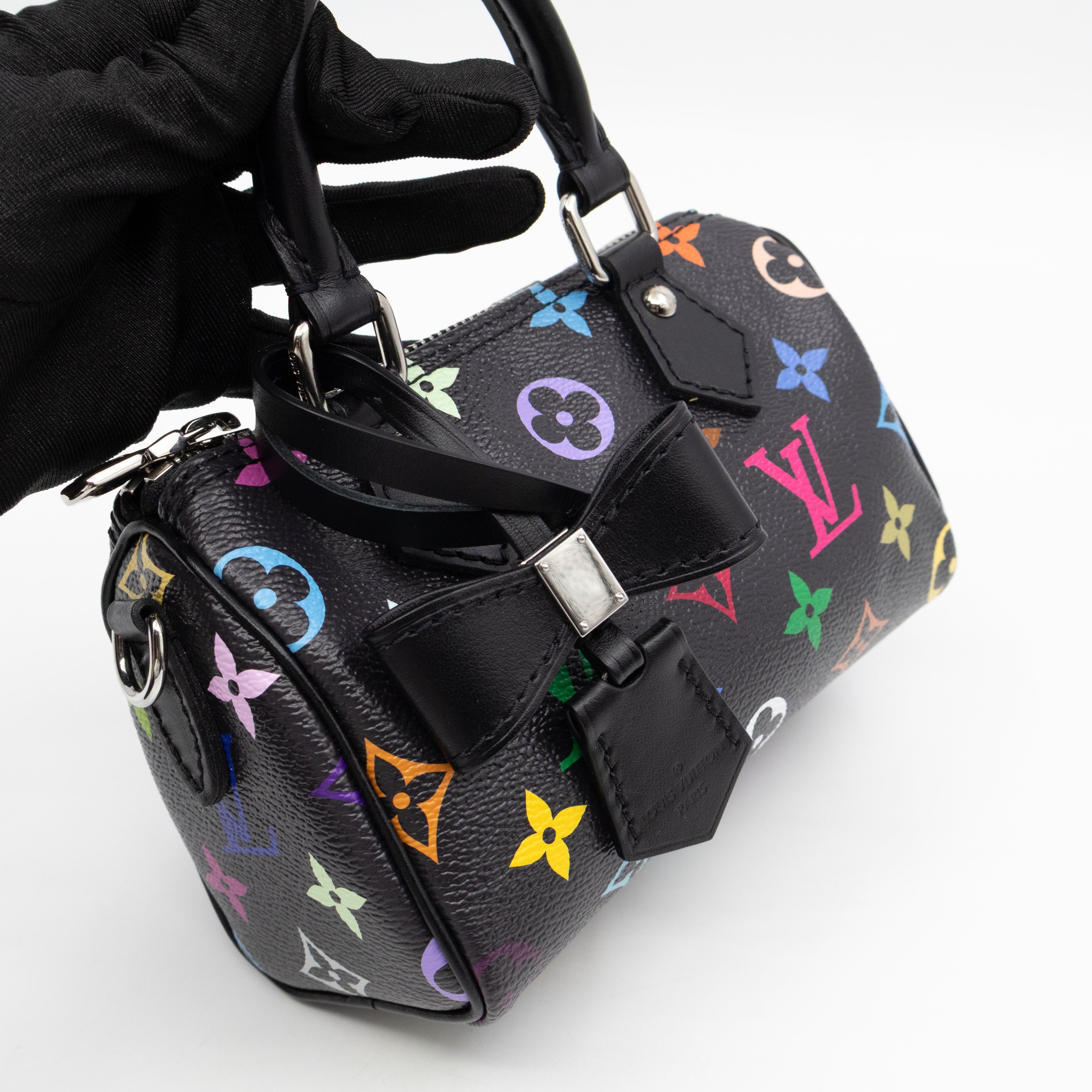 Nano Speedy LV x TM Black Multicolor leather