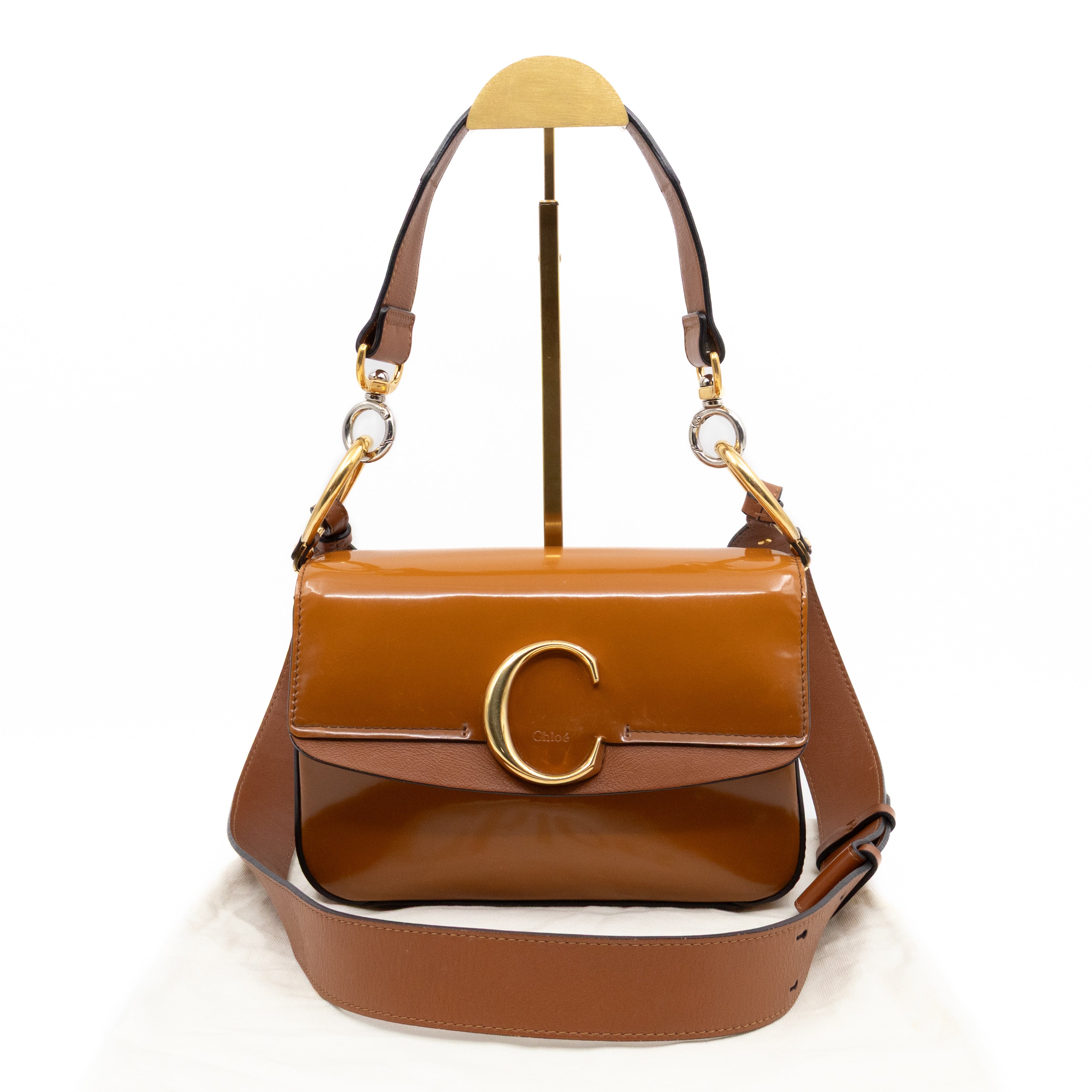 C Bag Small Brown Patent Leather