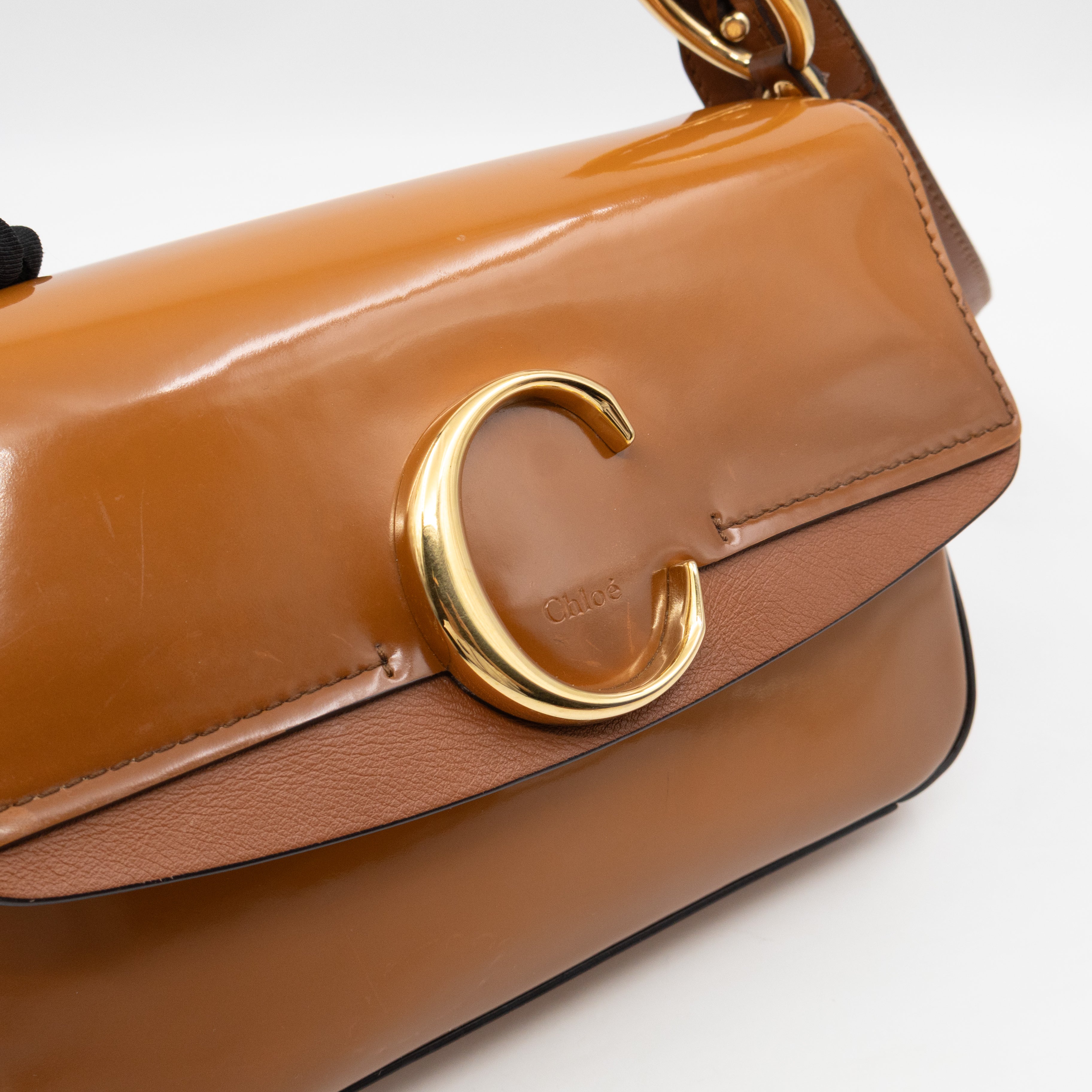 C Bag Small Brown Patent Leather