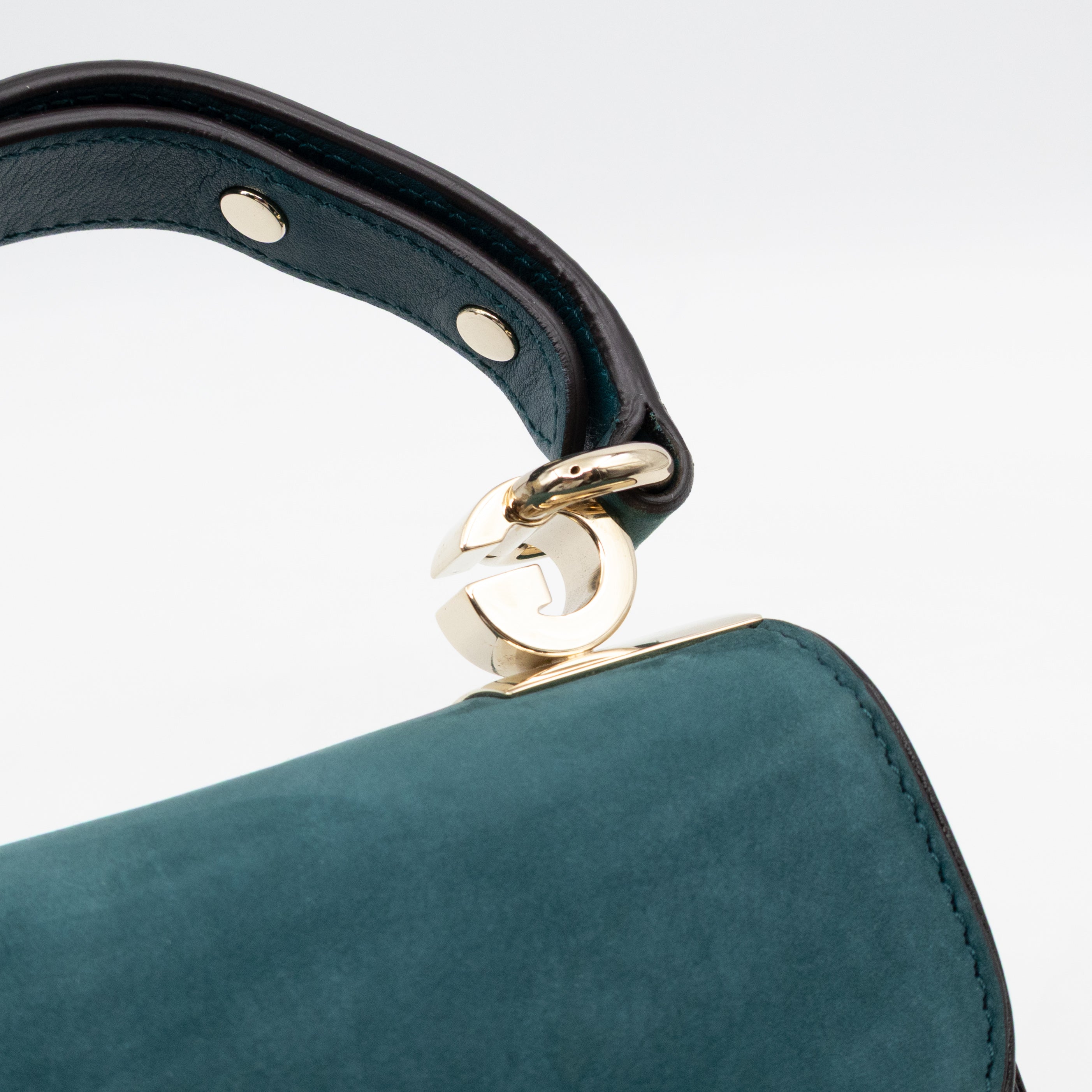 1973 Small Top Handle Bag Blue Nubuck