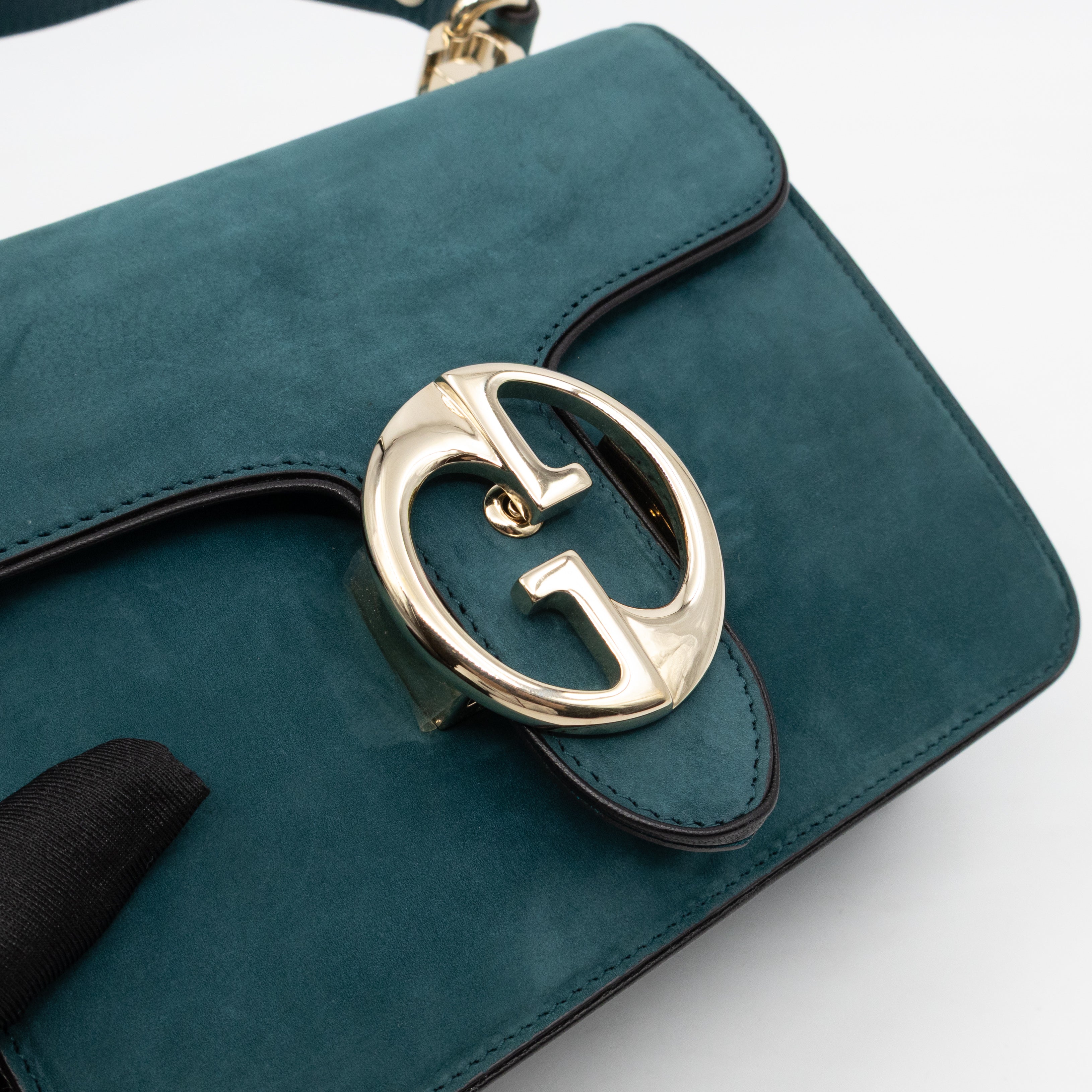 1973 Small Top Handle Bag Blue Nubuck