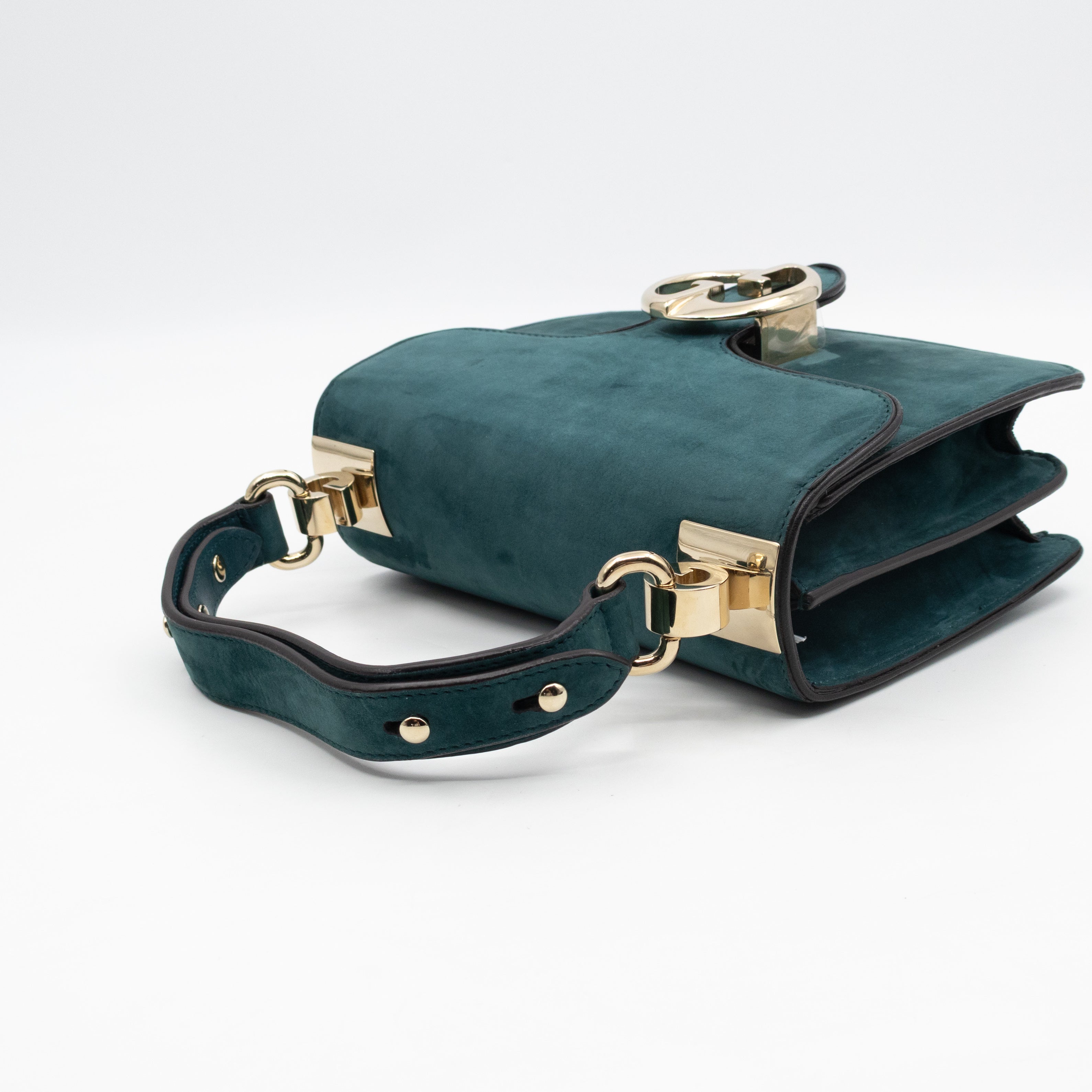 1973 Small Top Handle Bag Blue Nubuck