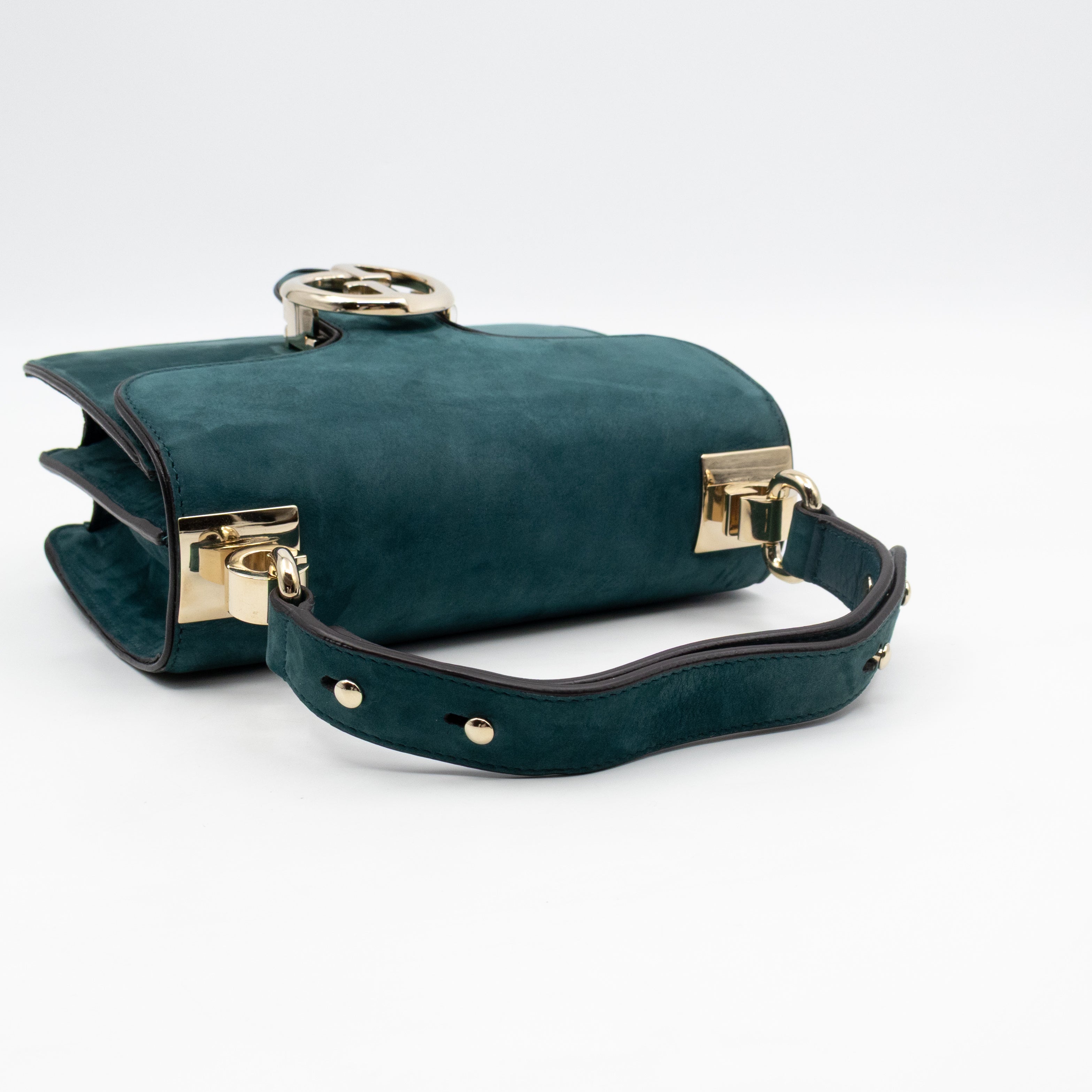 1973 Small Top Handle Bag Blue Nubuck
