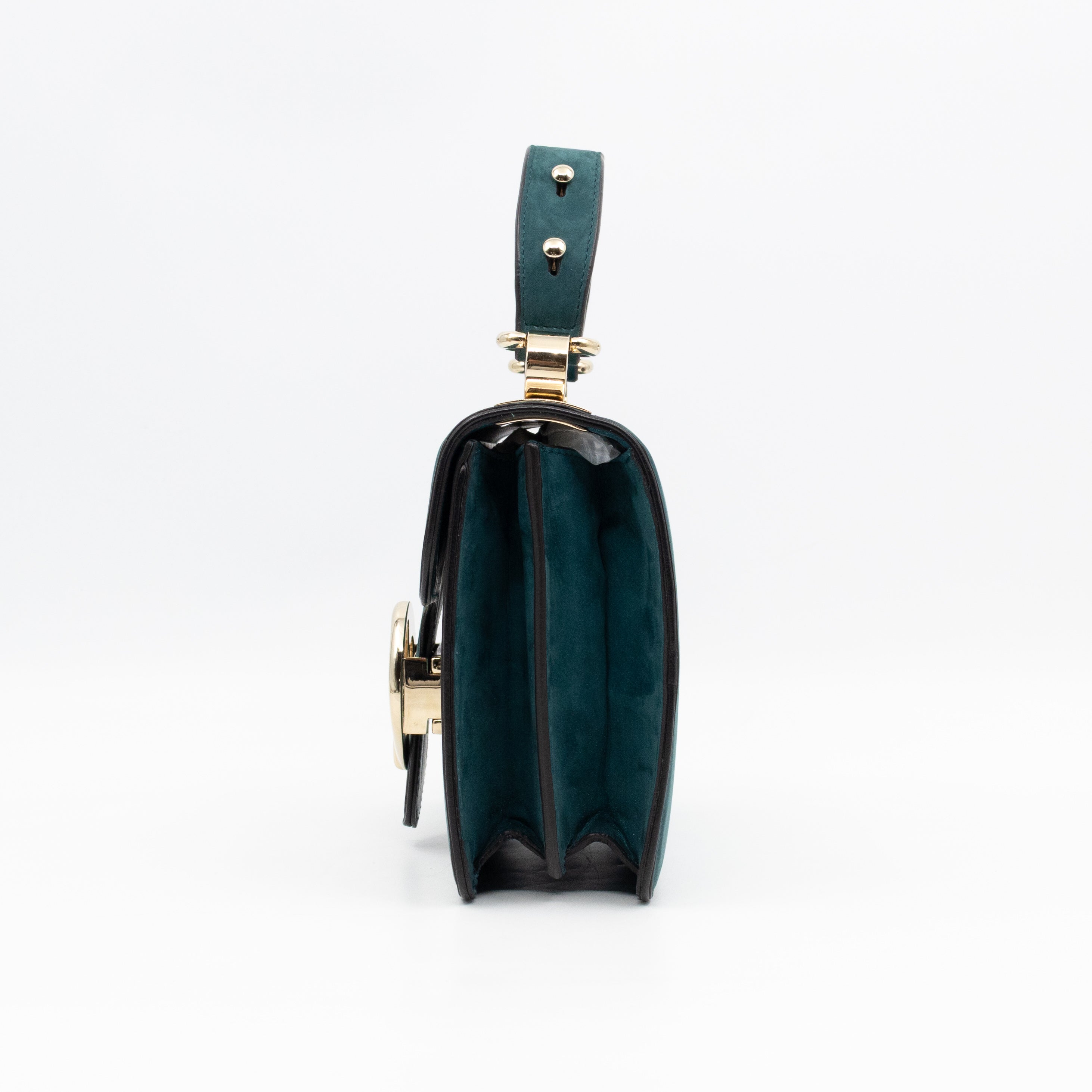 1973 Small Top Handle Bag Blue Nubuck