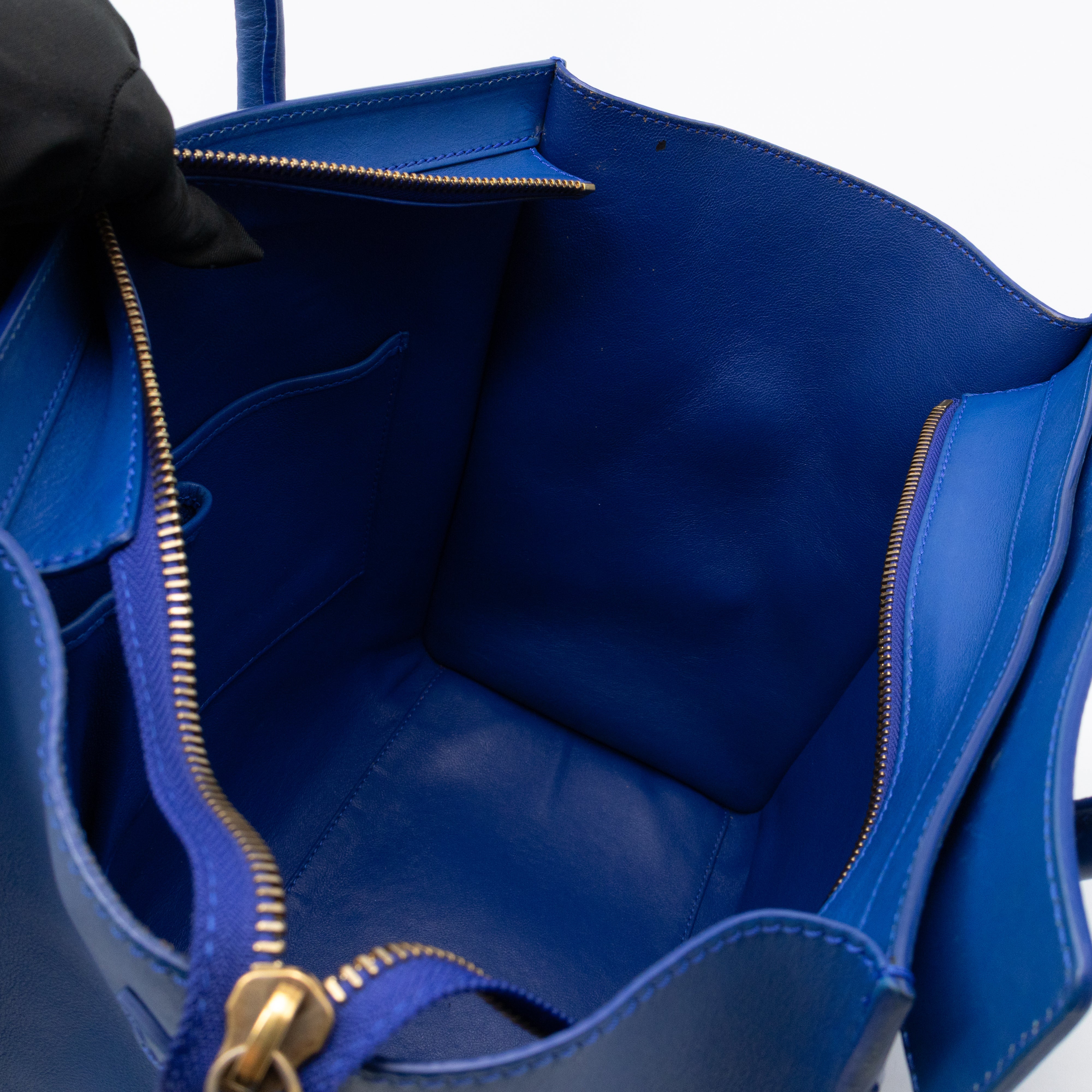 Mini Luggage Blue Leather