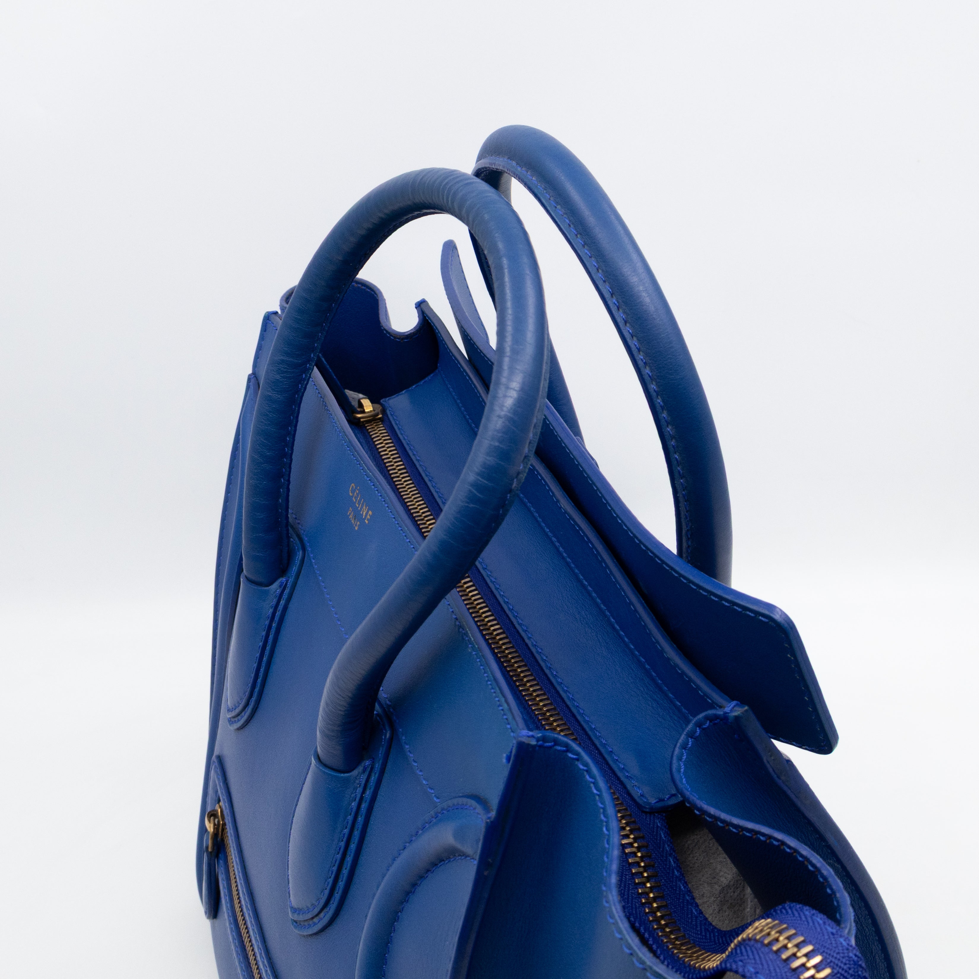Mini Luggage Blue Leather