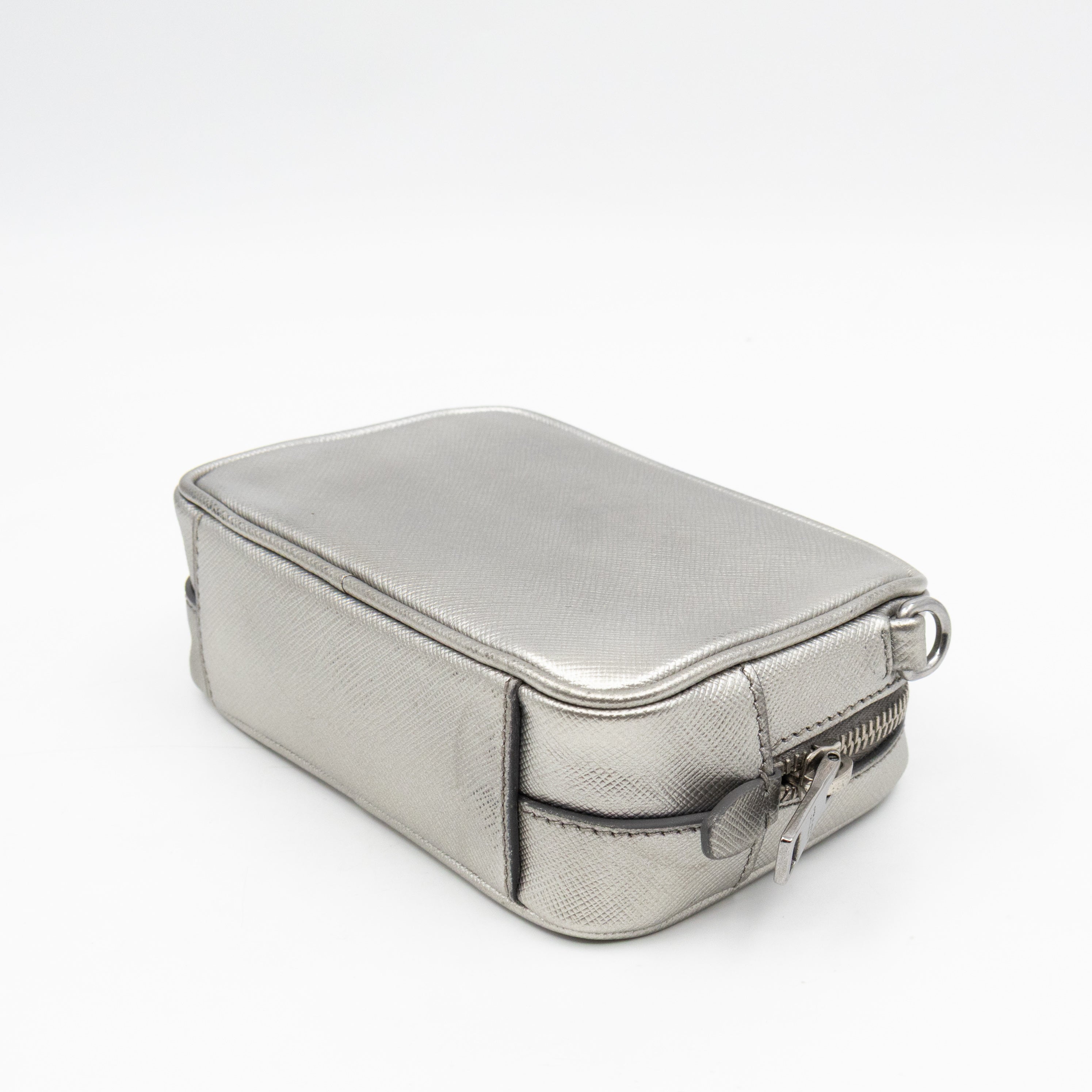 Camera Bag Silver Metallic Saffiano