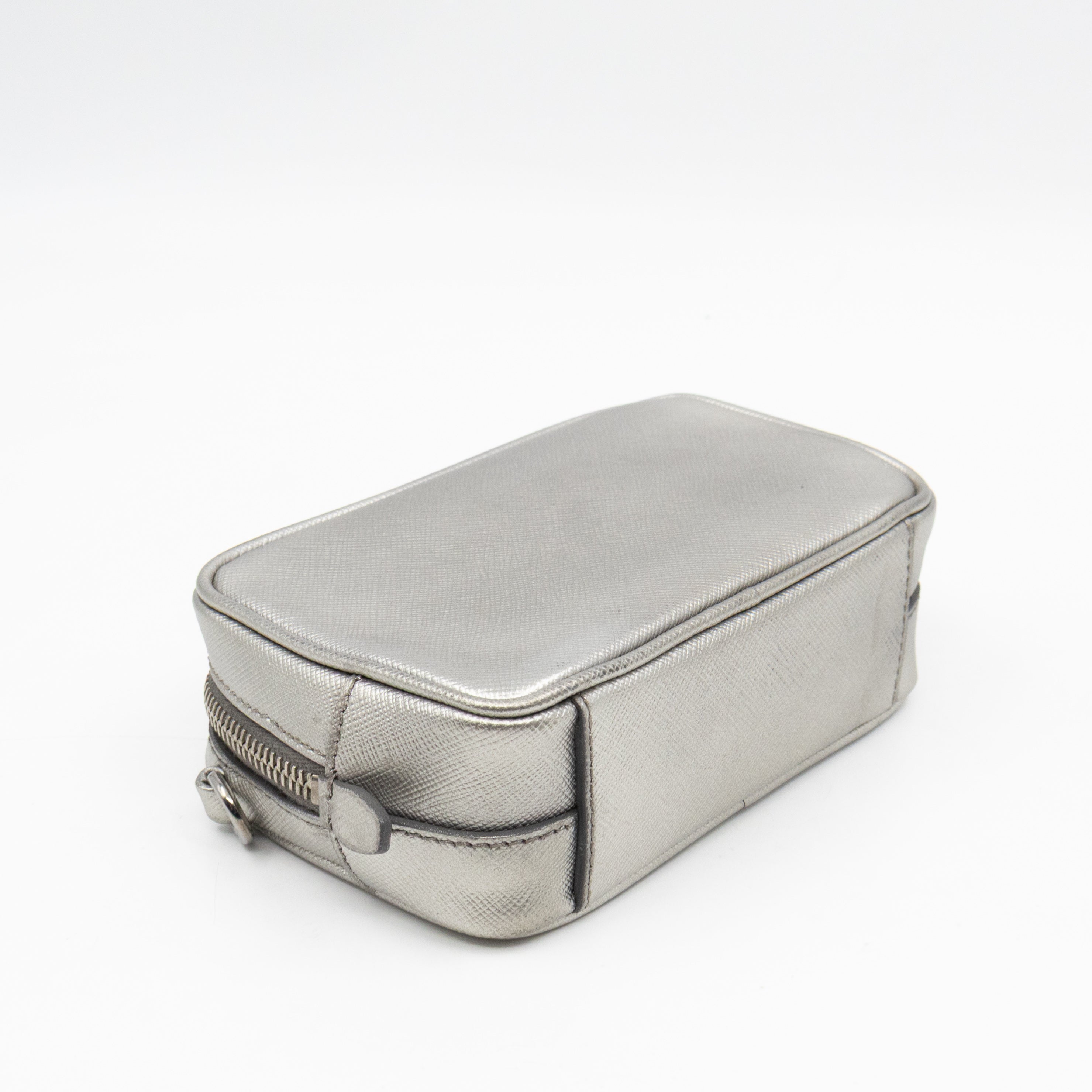 Camera Bag Silver Metallic Saffiano