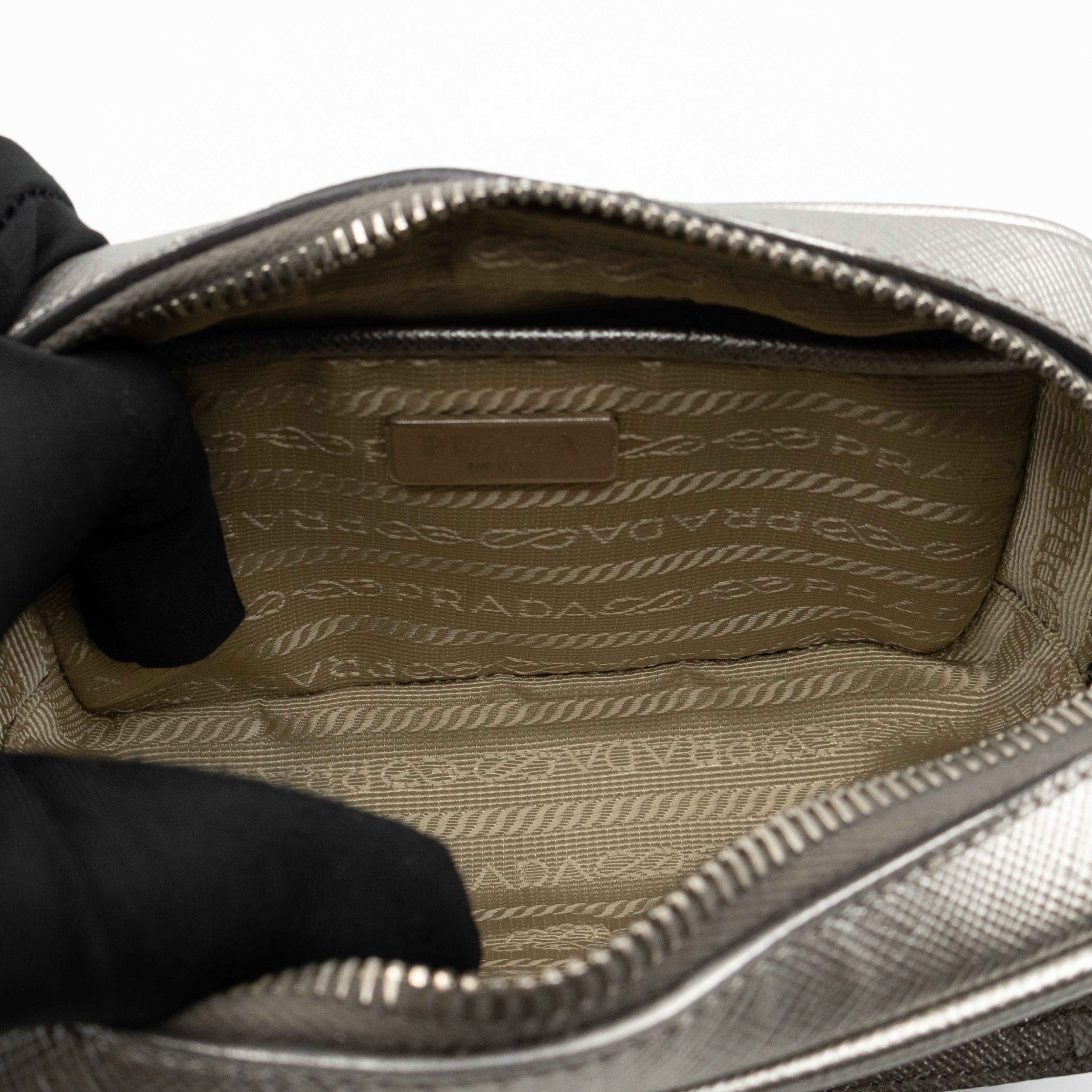 Camera Bag Silver Metallic Saffiano