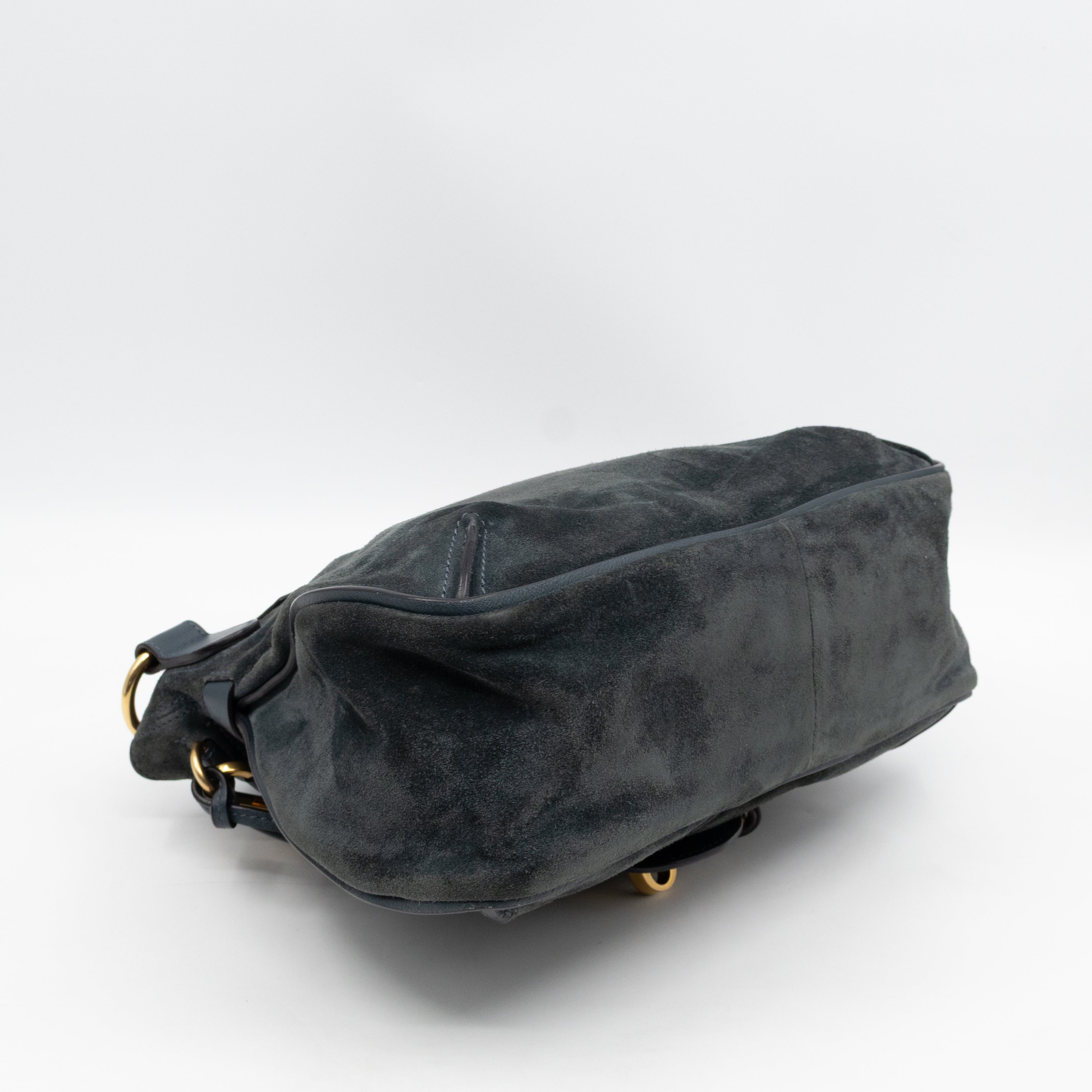 Lexa Medium Shoulder Bag Blue Suede Leather