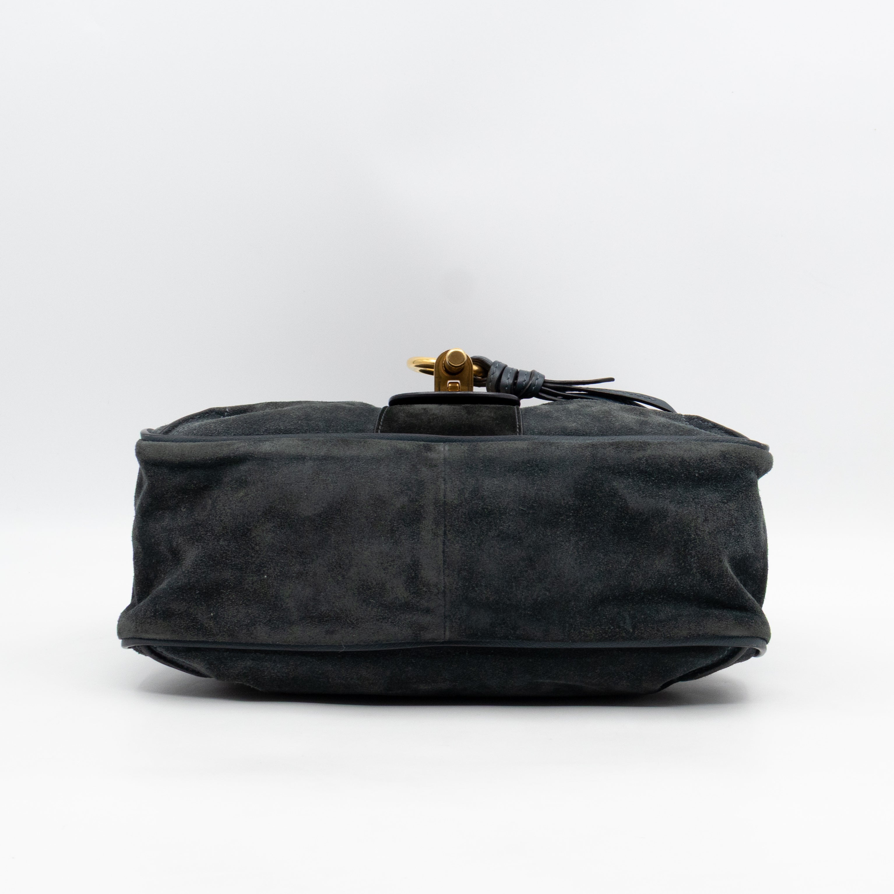 Lexa Medium Shoulder Bag Blue Suede Leather