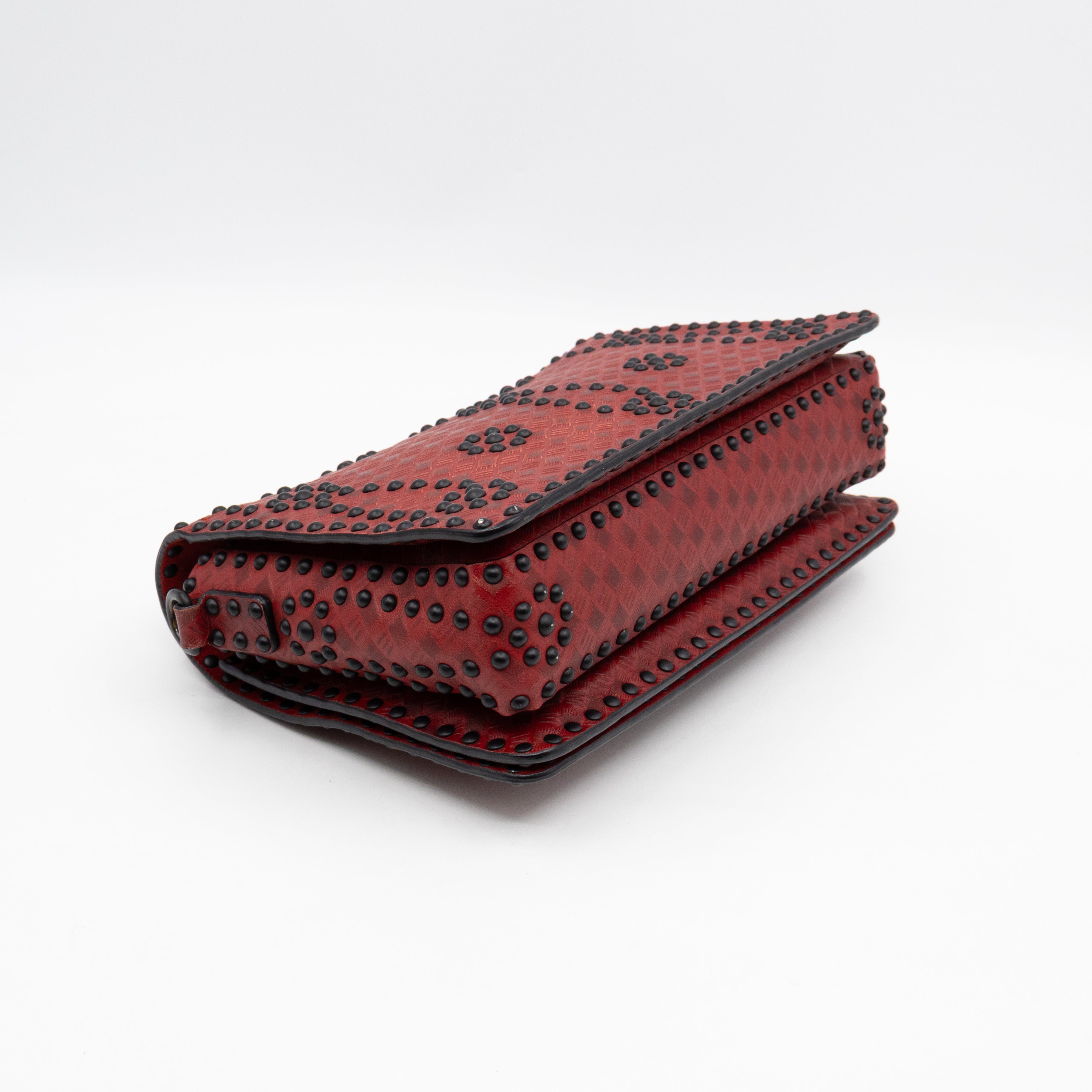 Dio(R)evolution Flap Bag Studded Red Leather