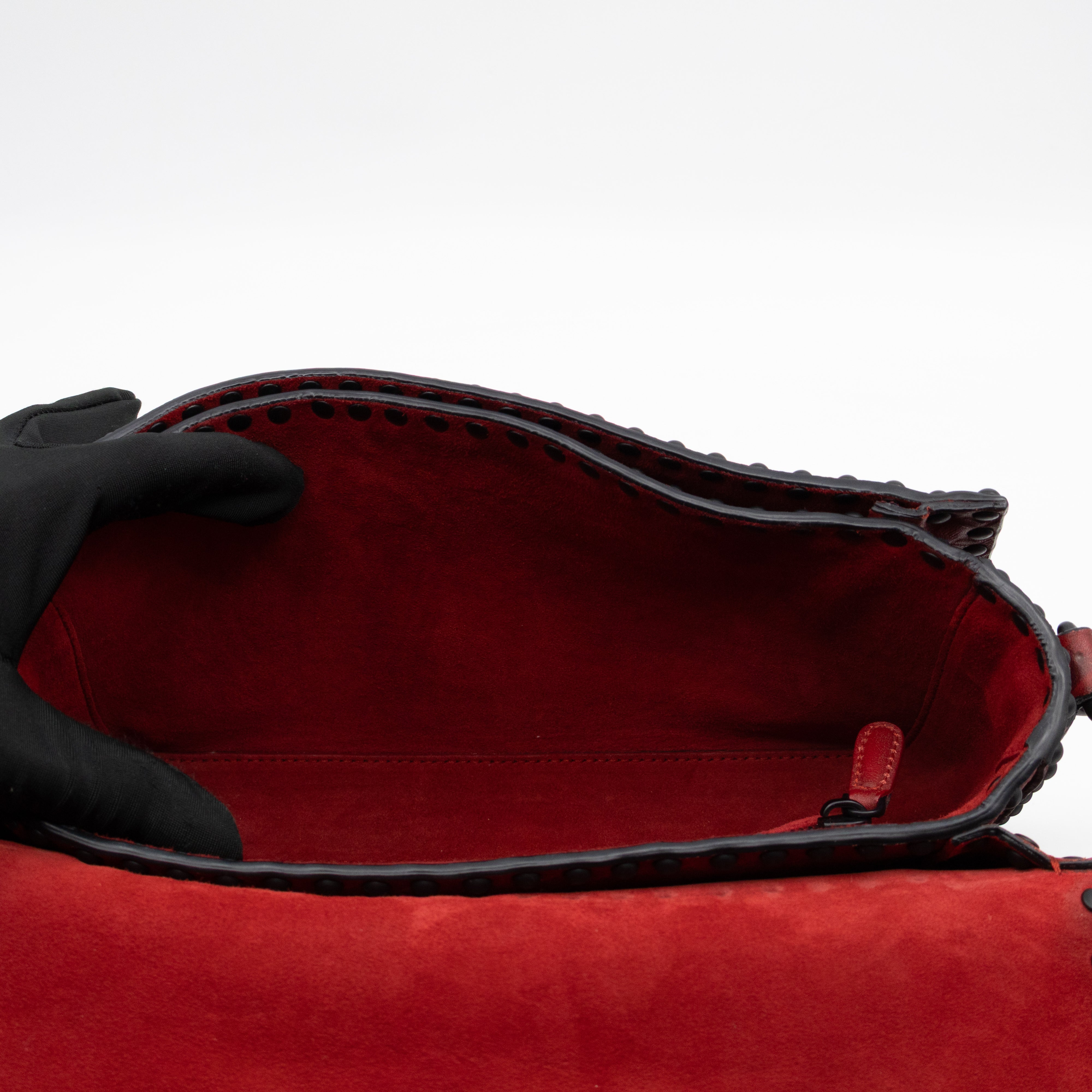 Dio(R)evolution Flap Bag Studded Red Leather