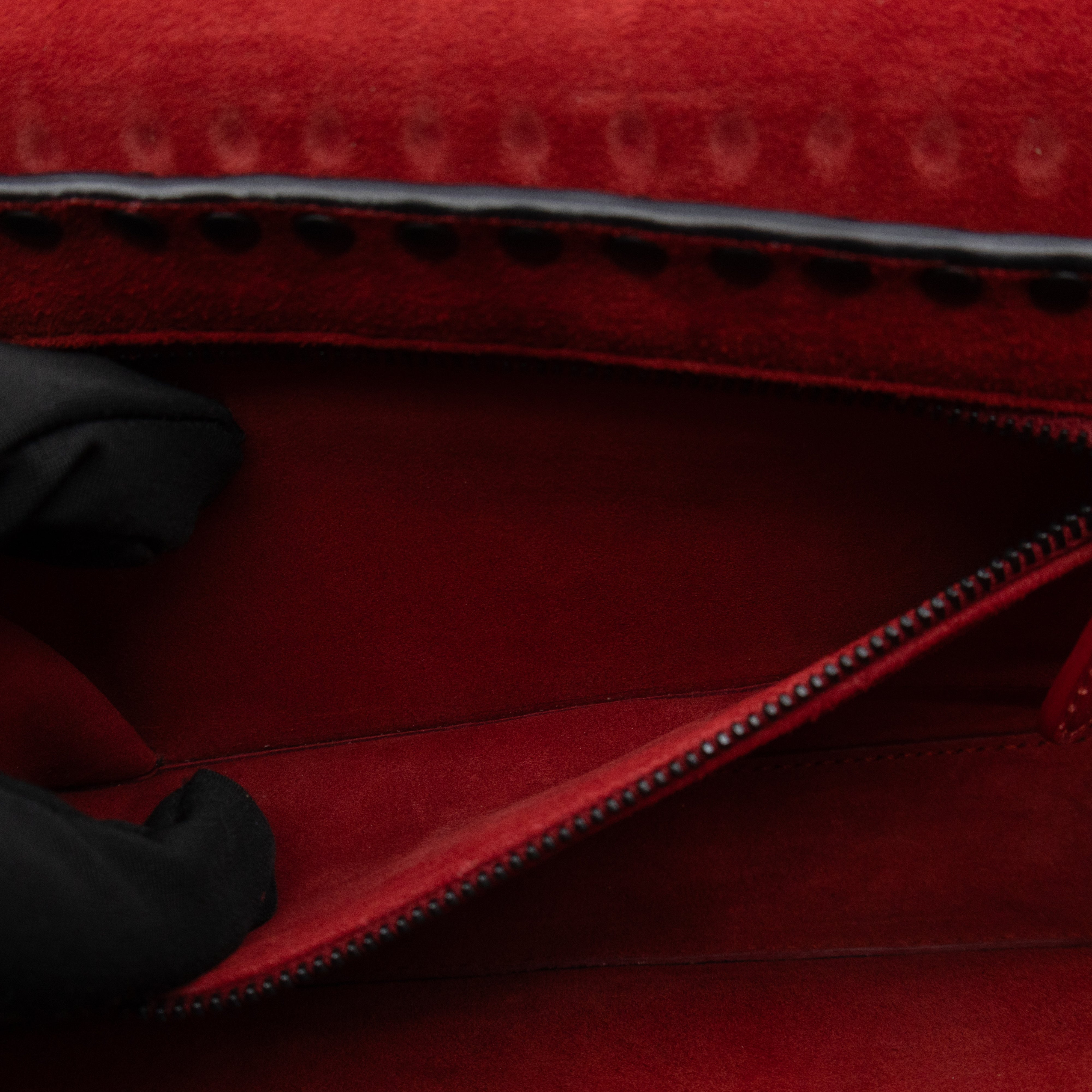 Dio(R)evolution Flap Bag Studded Red Leather