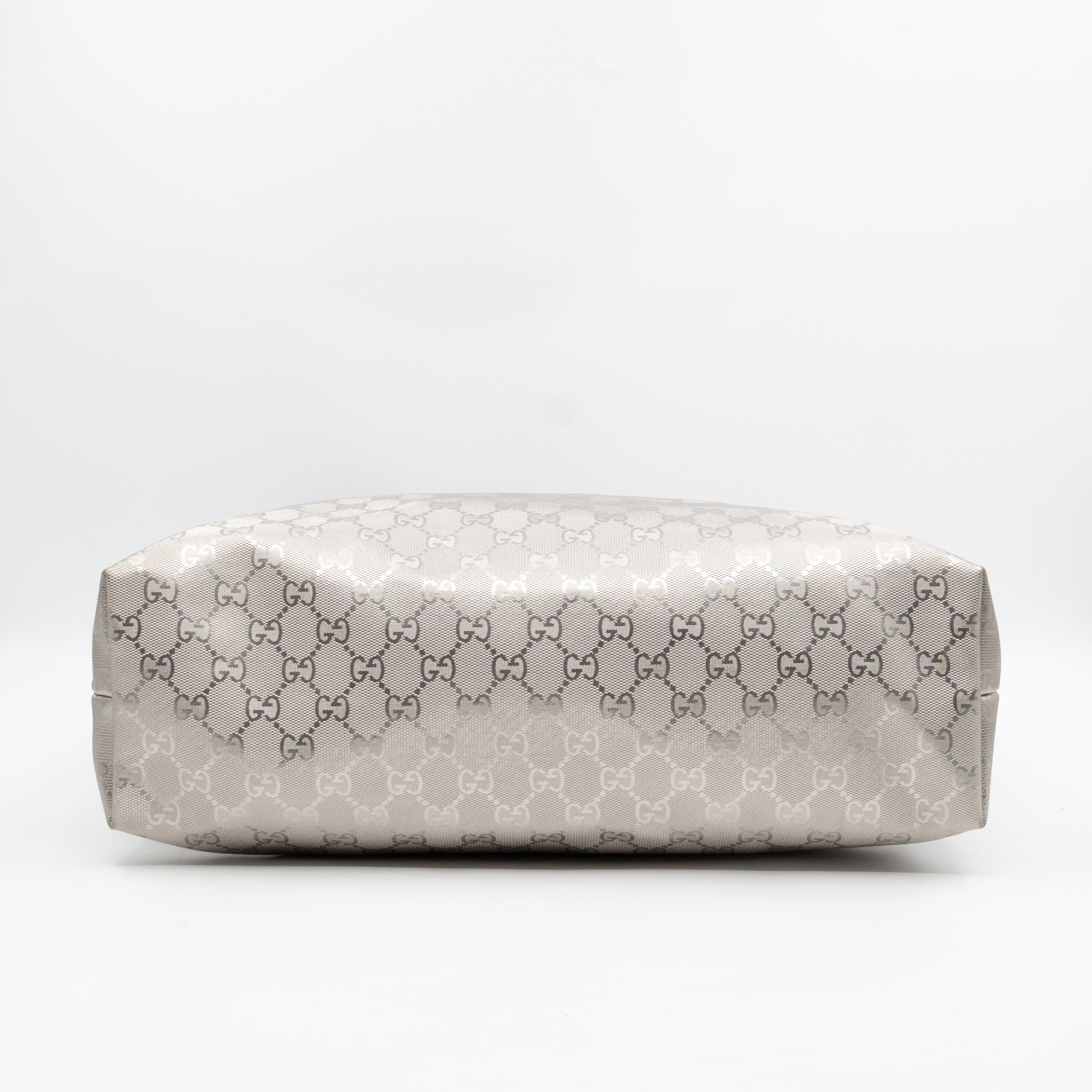 GG Imprime Tote Silver Metallic Coated Canvas