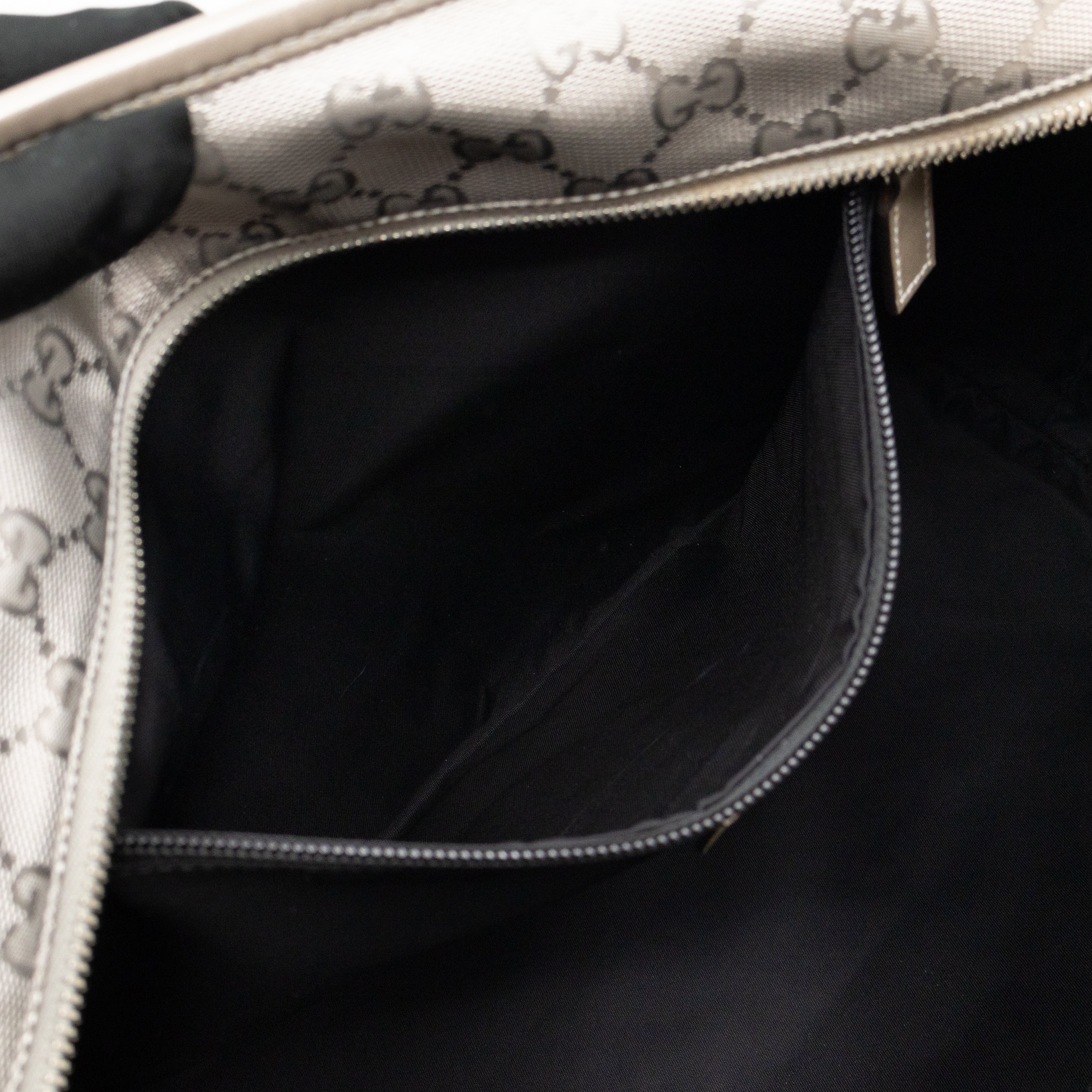 GG Imprime Tote Silver Metallic Coated Canvas