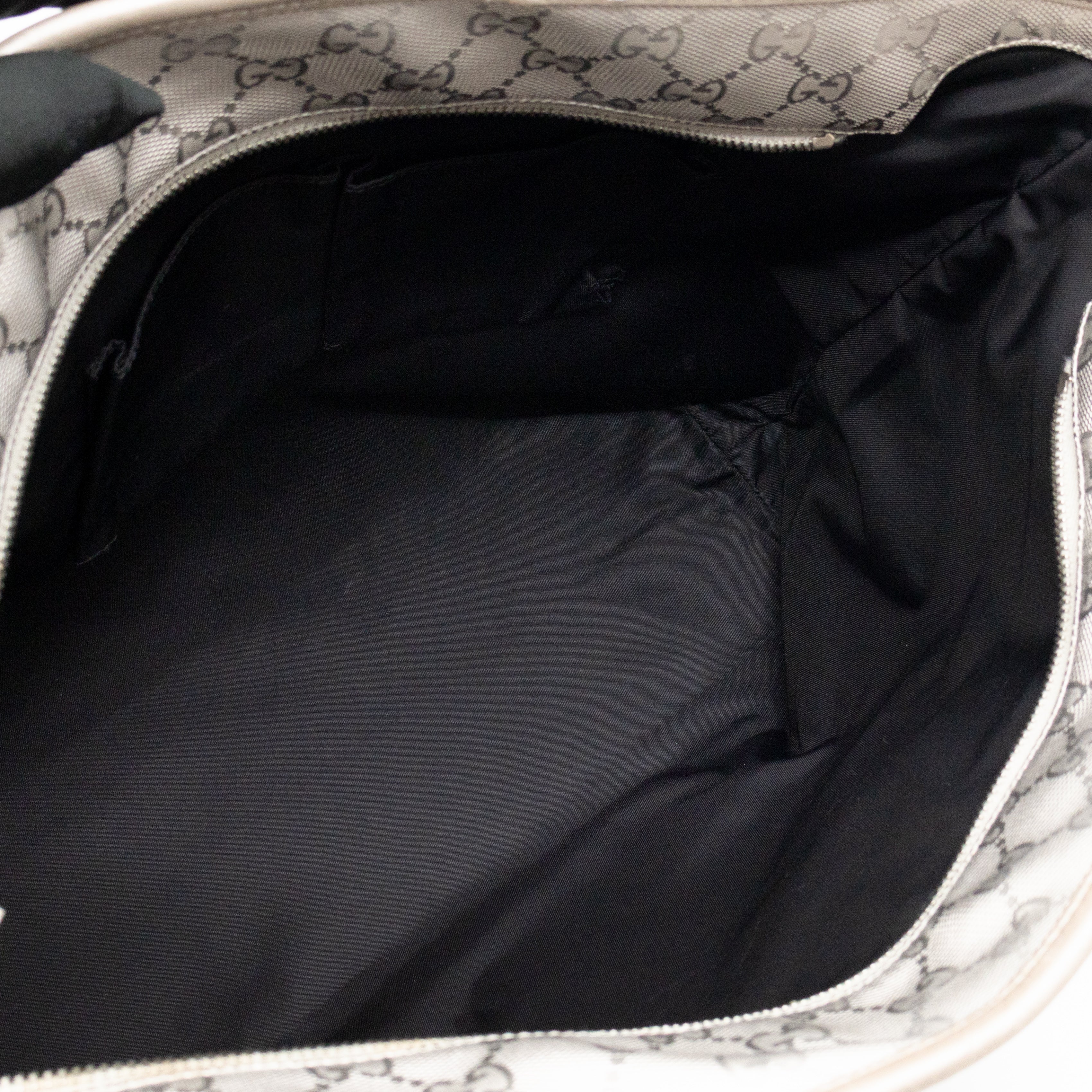 GG Imprime Tote Silver Metallic Coated Canvas