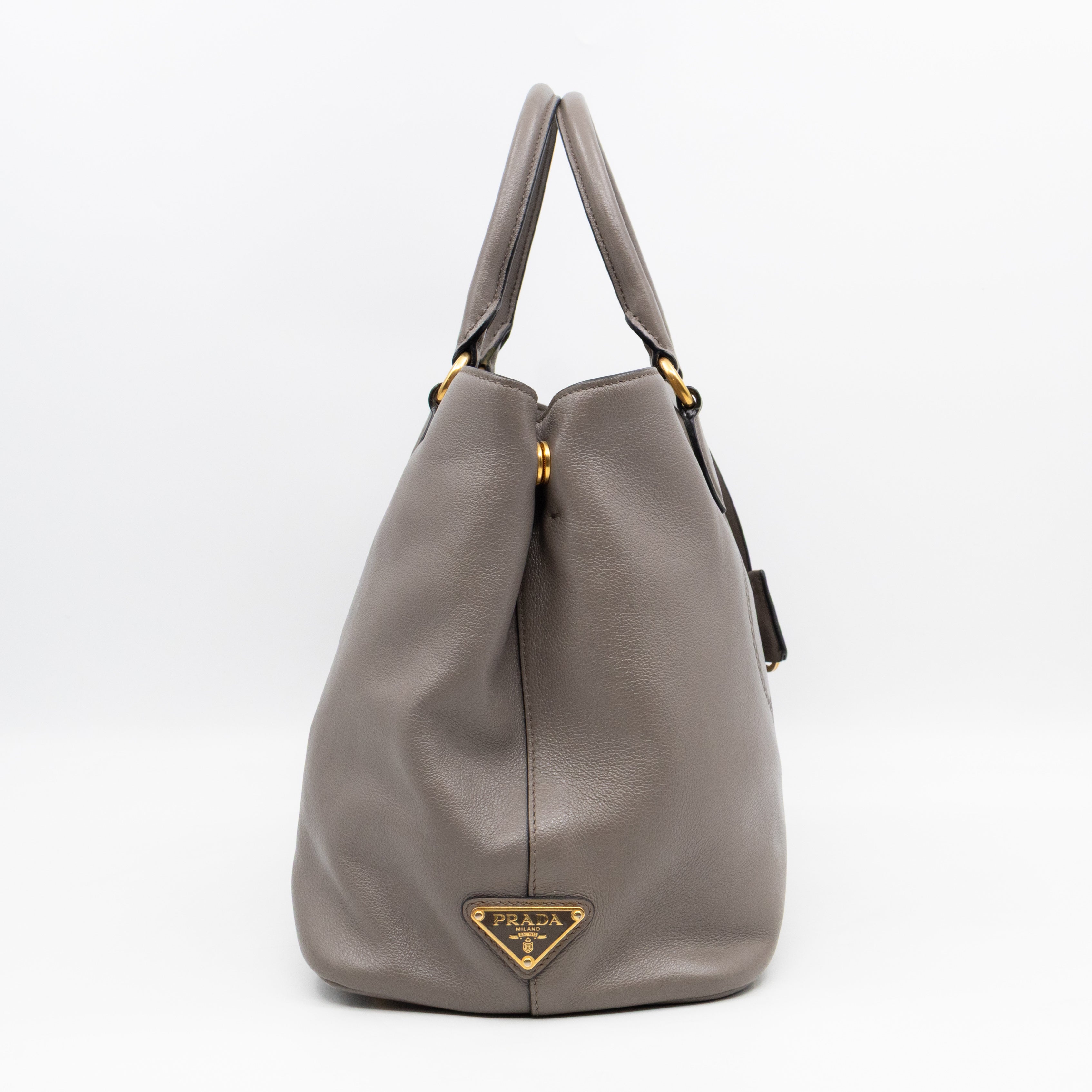 Canapa Tote Bag Logo Embossed Grey Leather