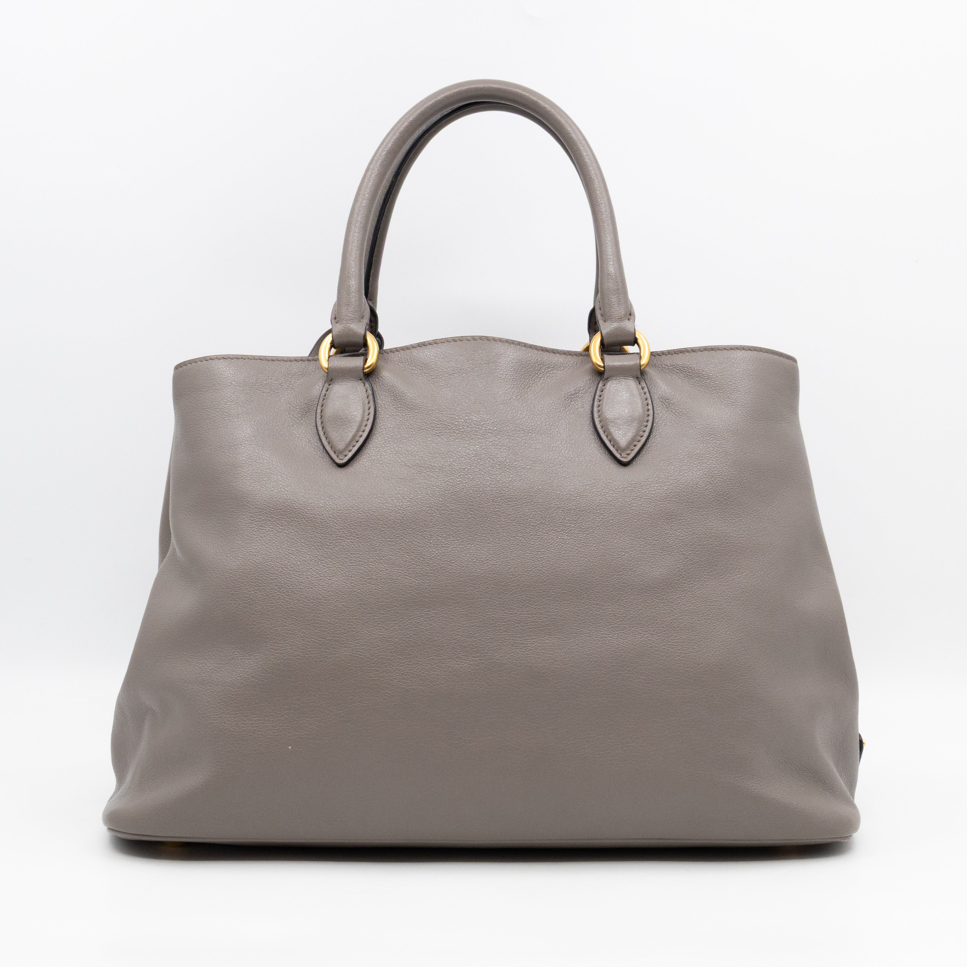 Canapa Tote Bag Logo Embossed Grey Leather