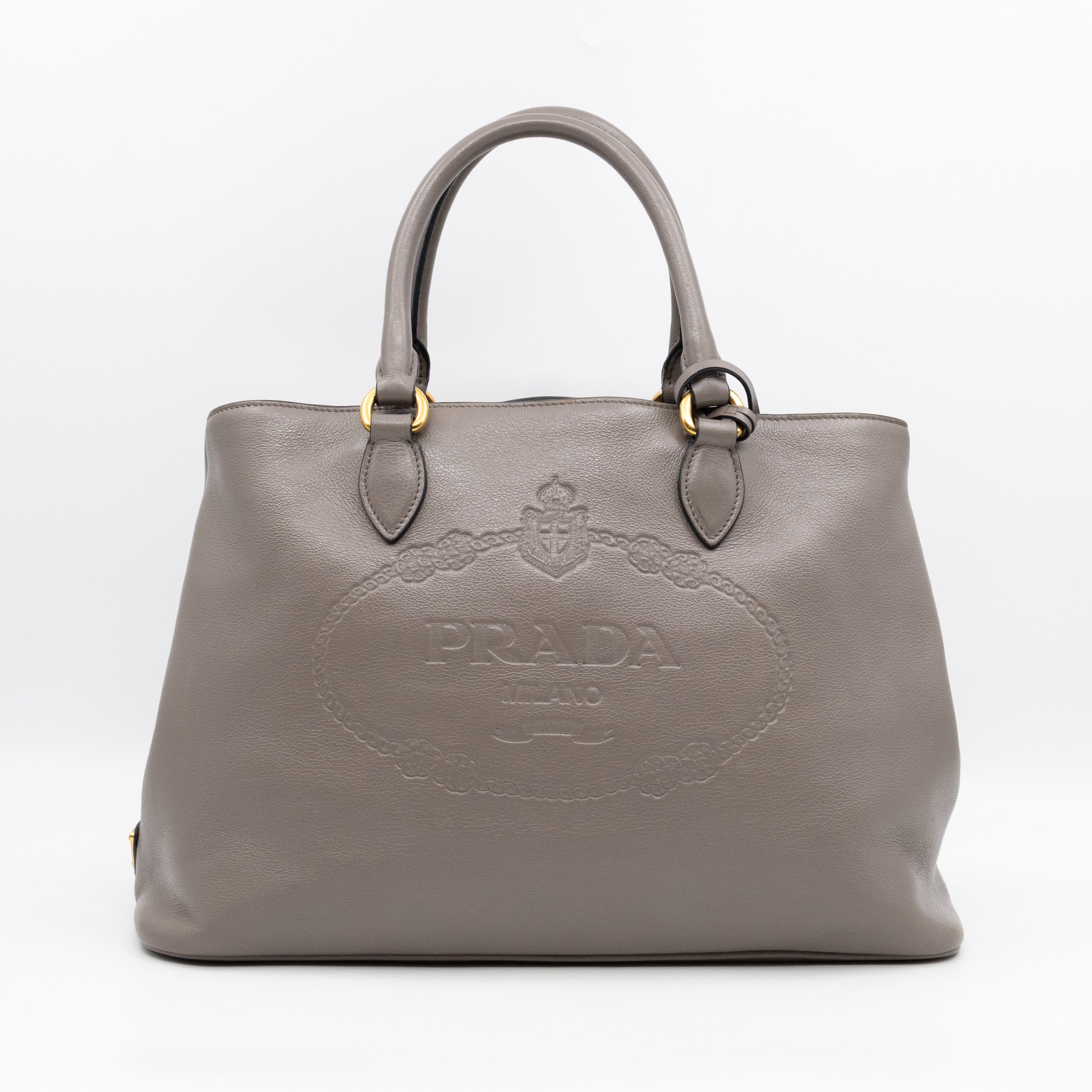Canapa Tote Bag Logo Embossed Grey Leather