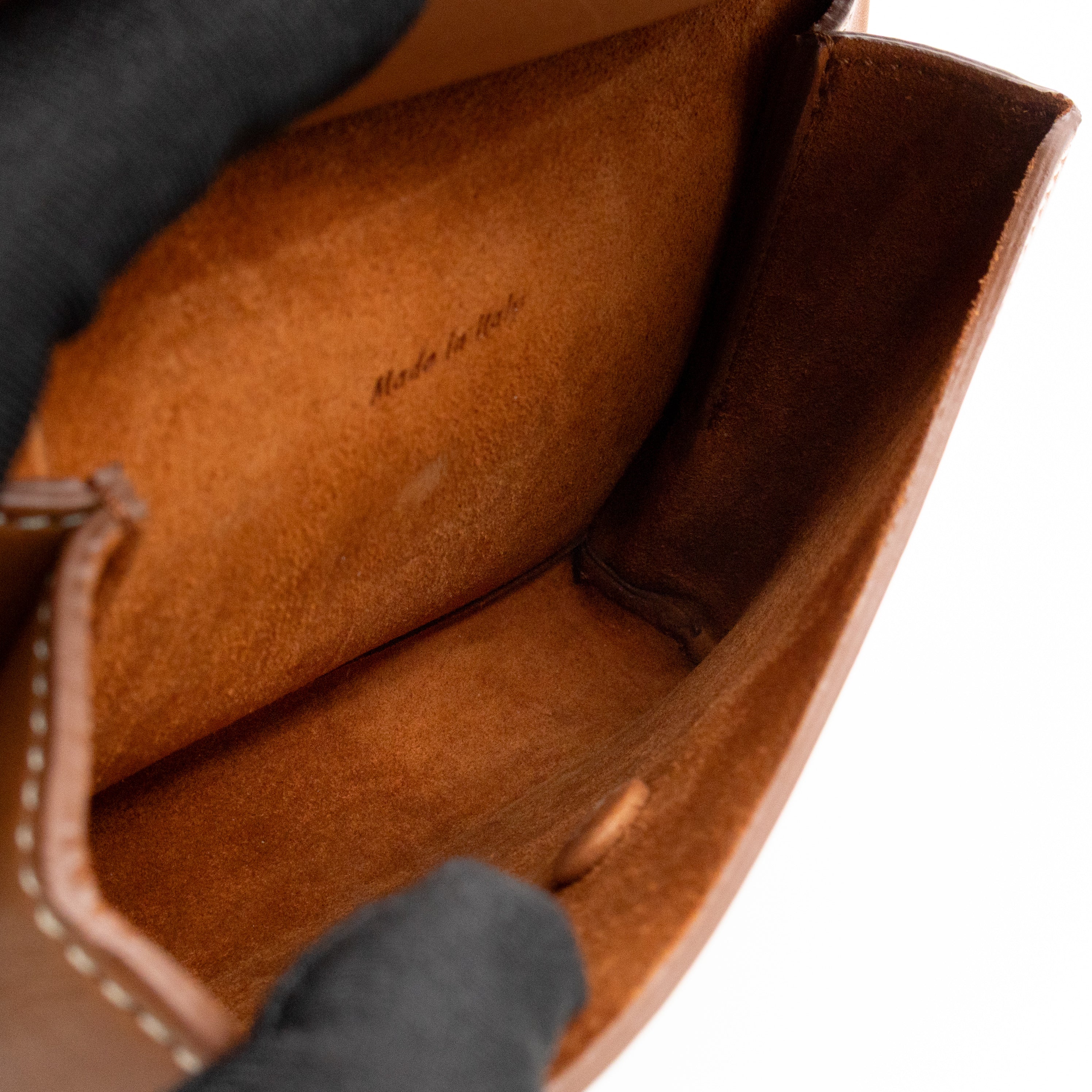 Tie Bag Pouch Camel Leather