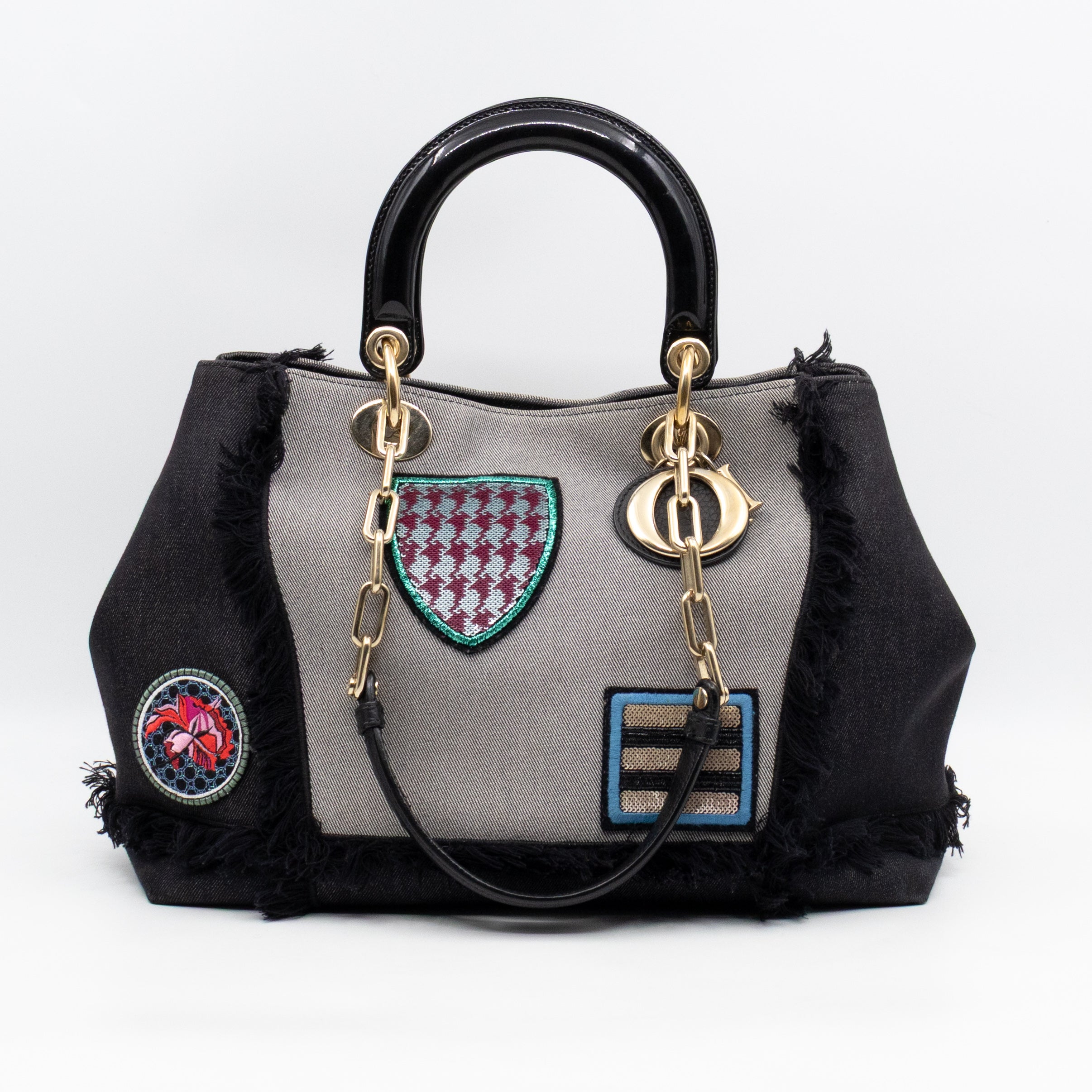 D-Light Tote Bag Embellished Black & Grey Denim