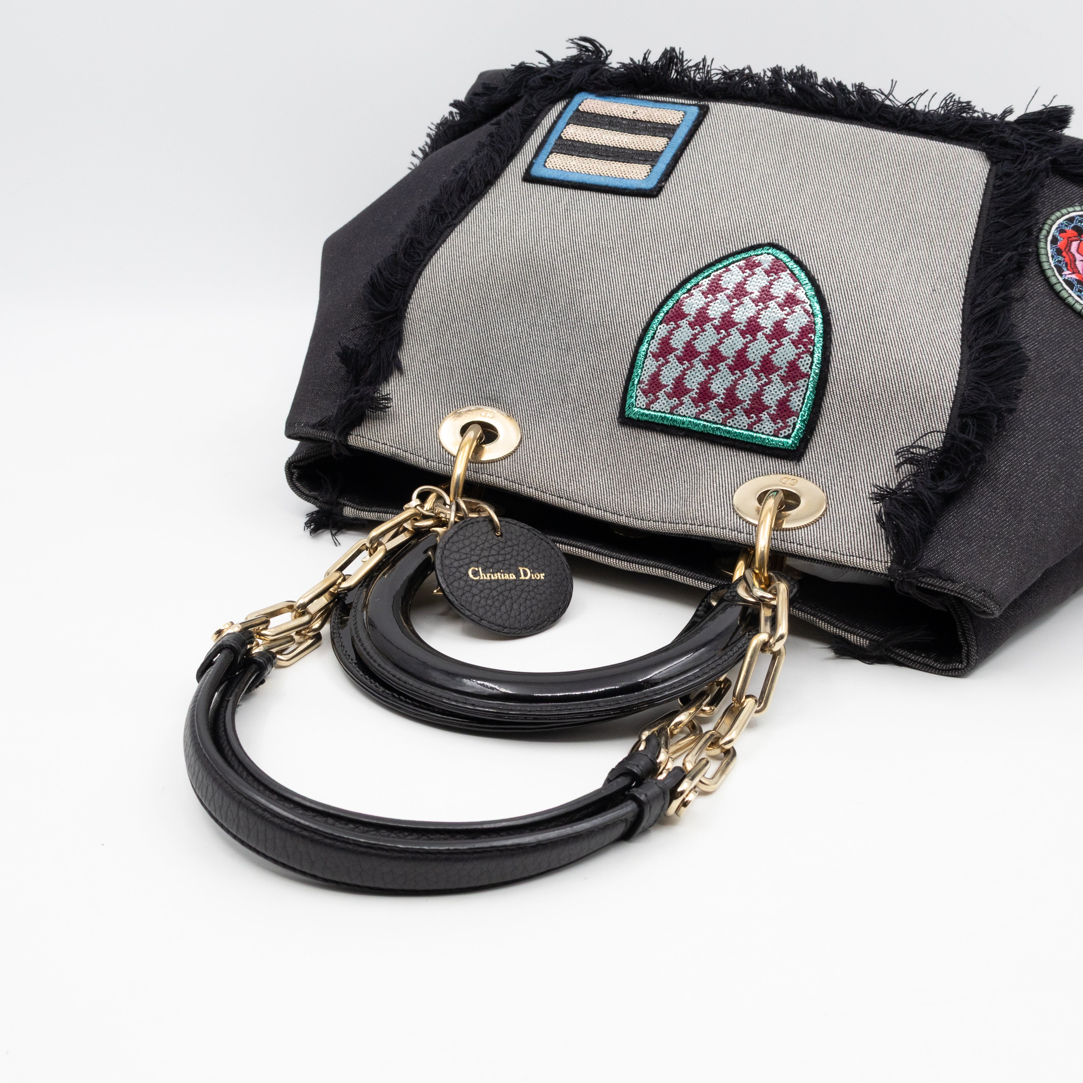 D-Light Tote Bag Embellished Black & Grey Denim