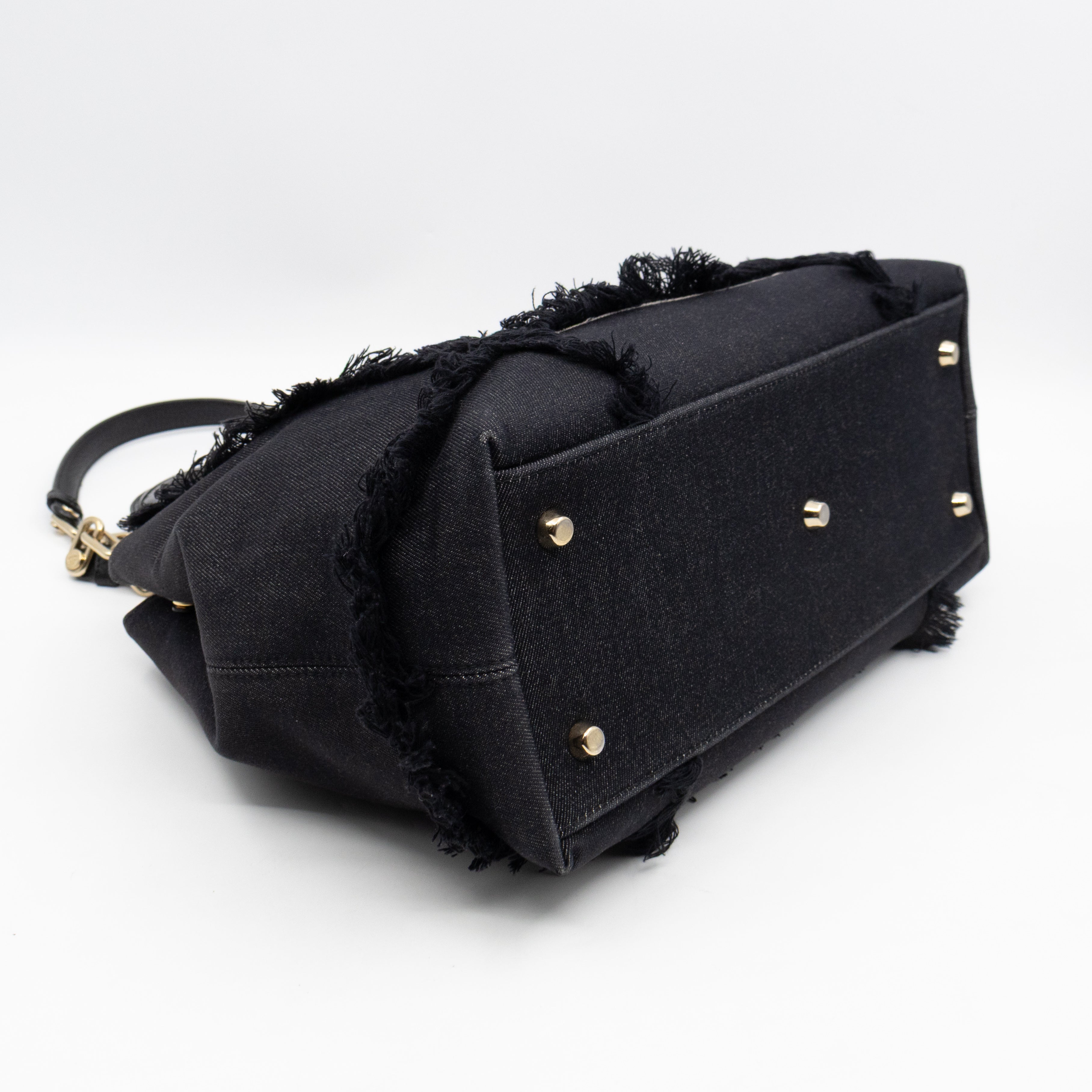 D-Light Tote Bag Embellished Black & Grey Denim