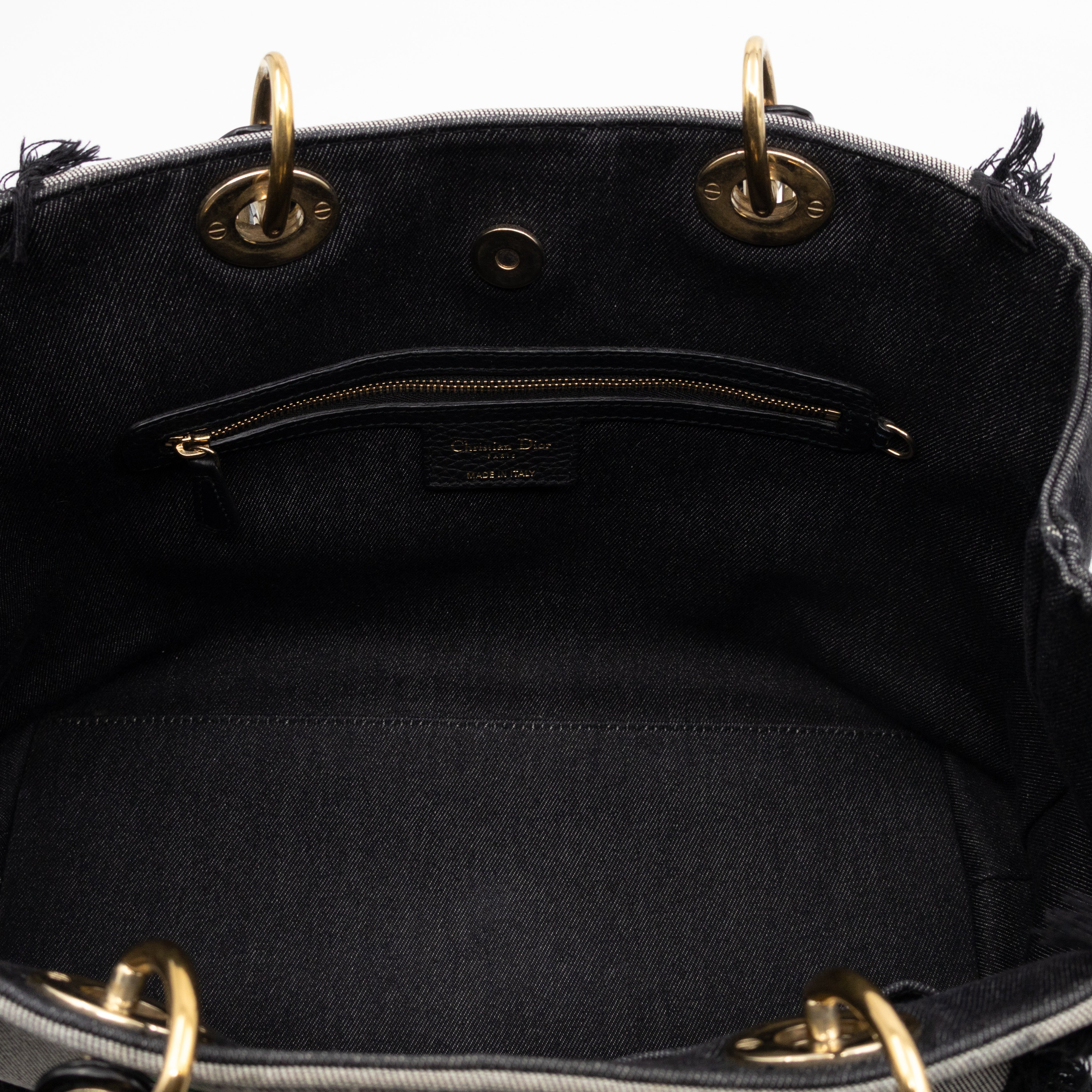 D-Light Tote Bag Embellished Black & Grey Denim