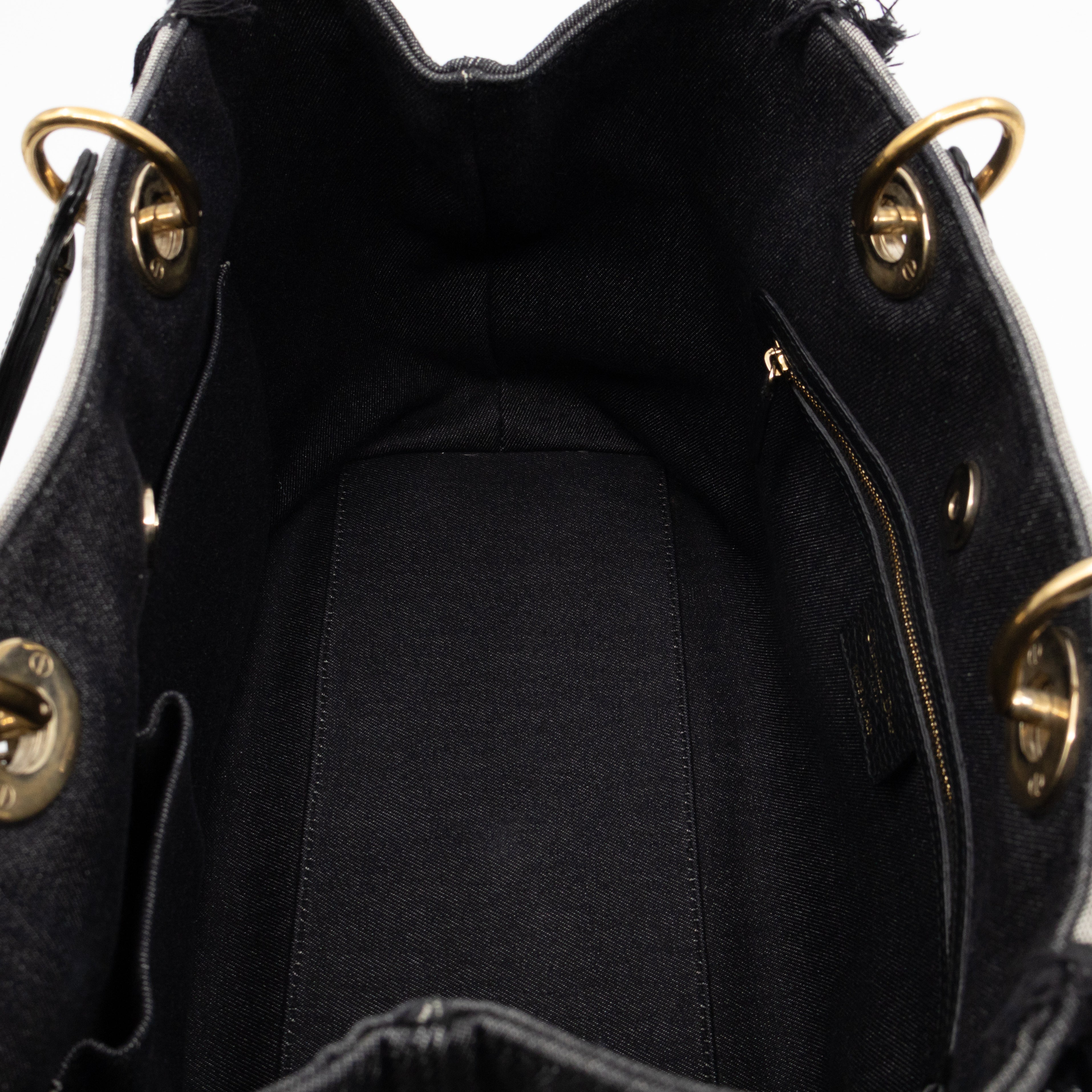 D-Light Tote Bag Embellished Black & Grey Denim