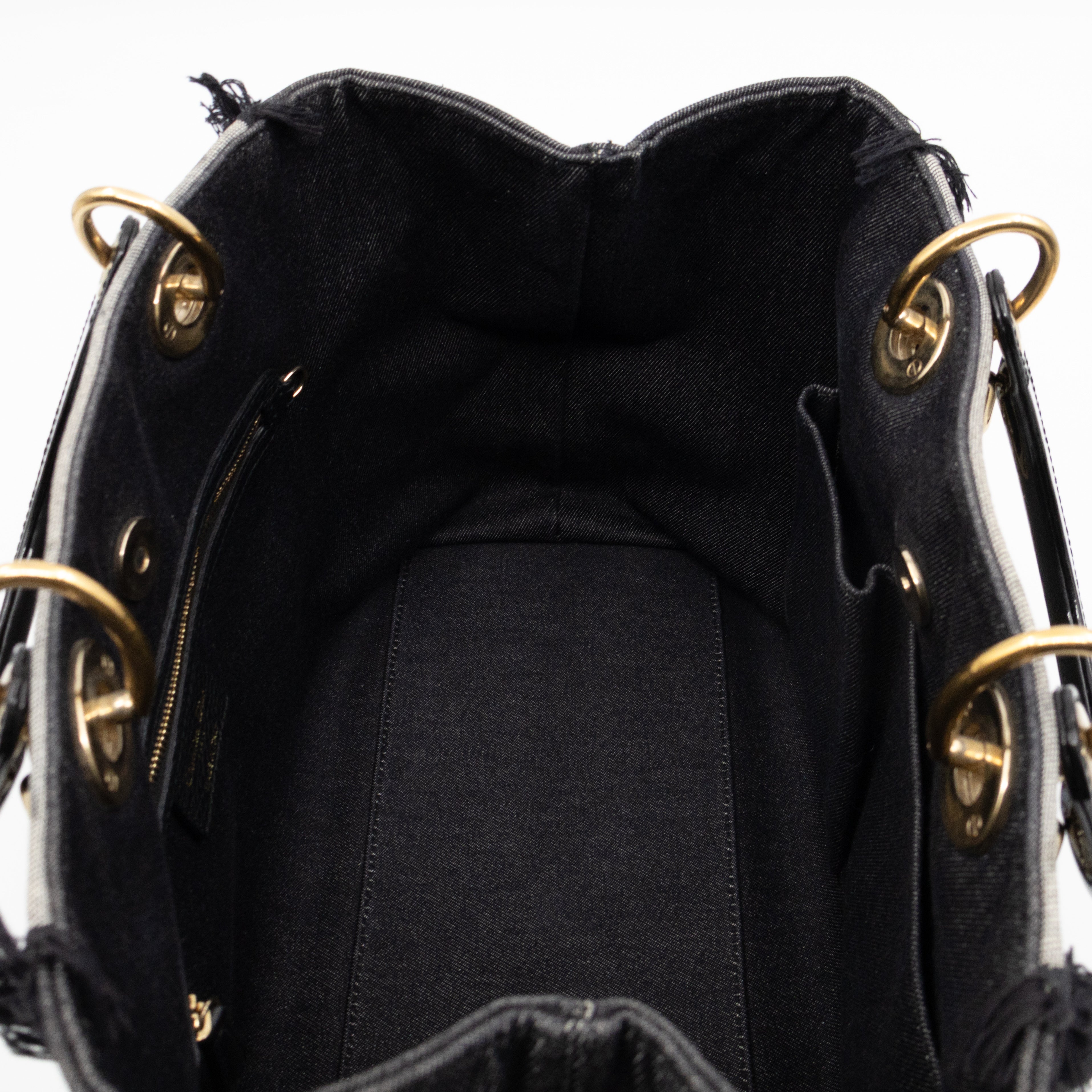 D-Light Tote Bag Embellished Black & Grey Denim