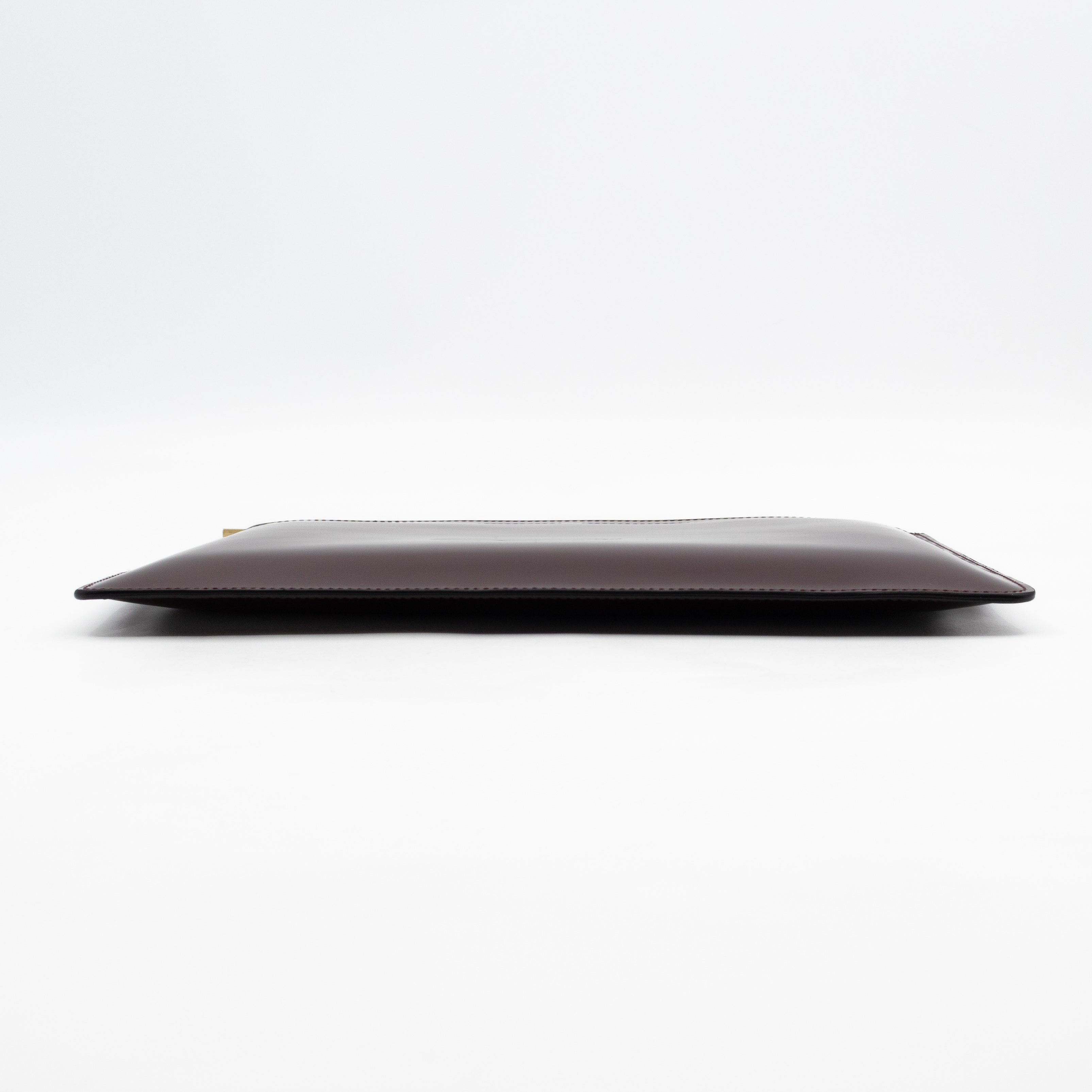 Zip Clutch Pouch Wine Smooth Leather