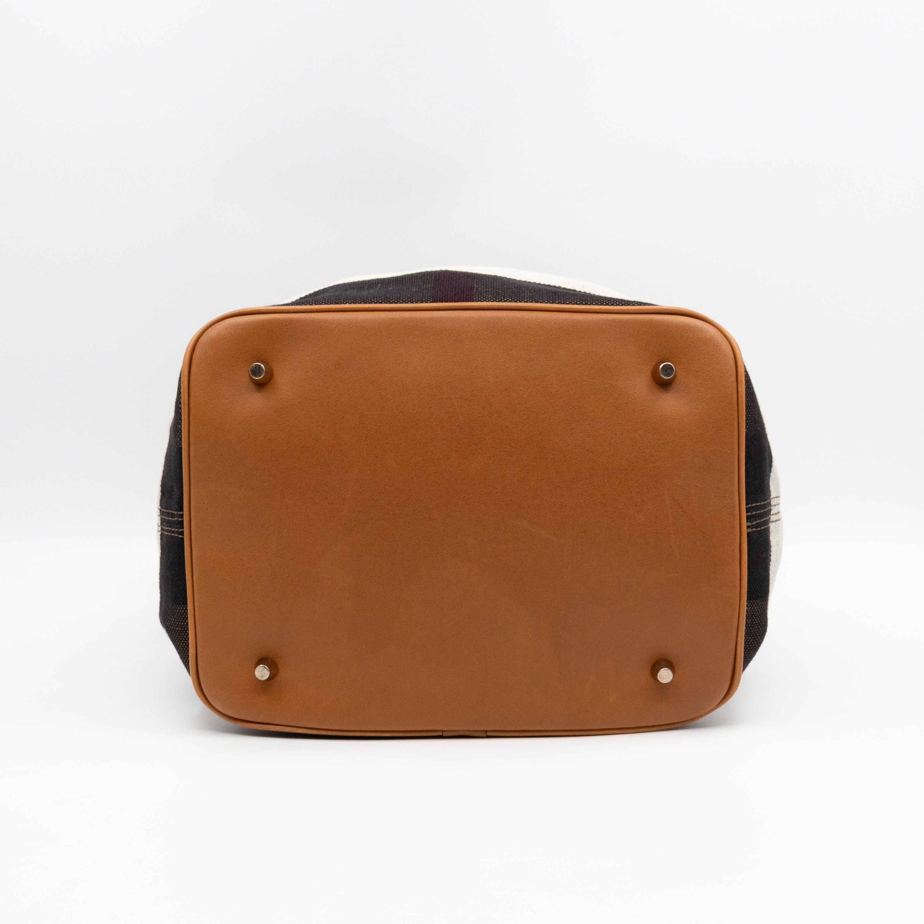 Ashby Bucket Bag Check Canvas Brown Leather
