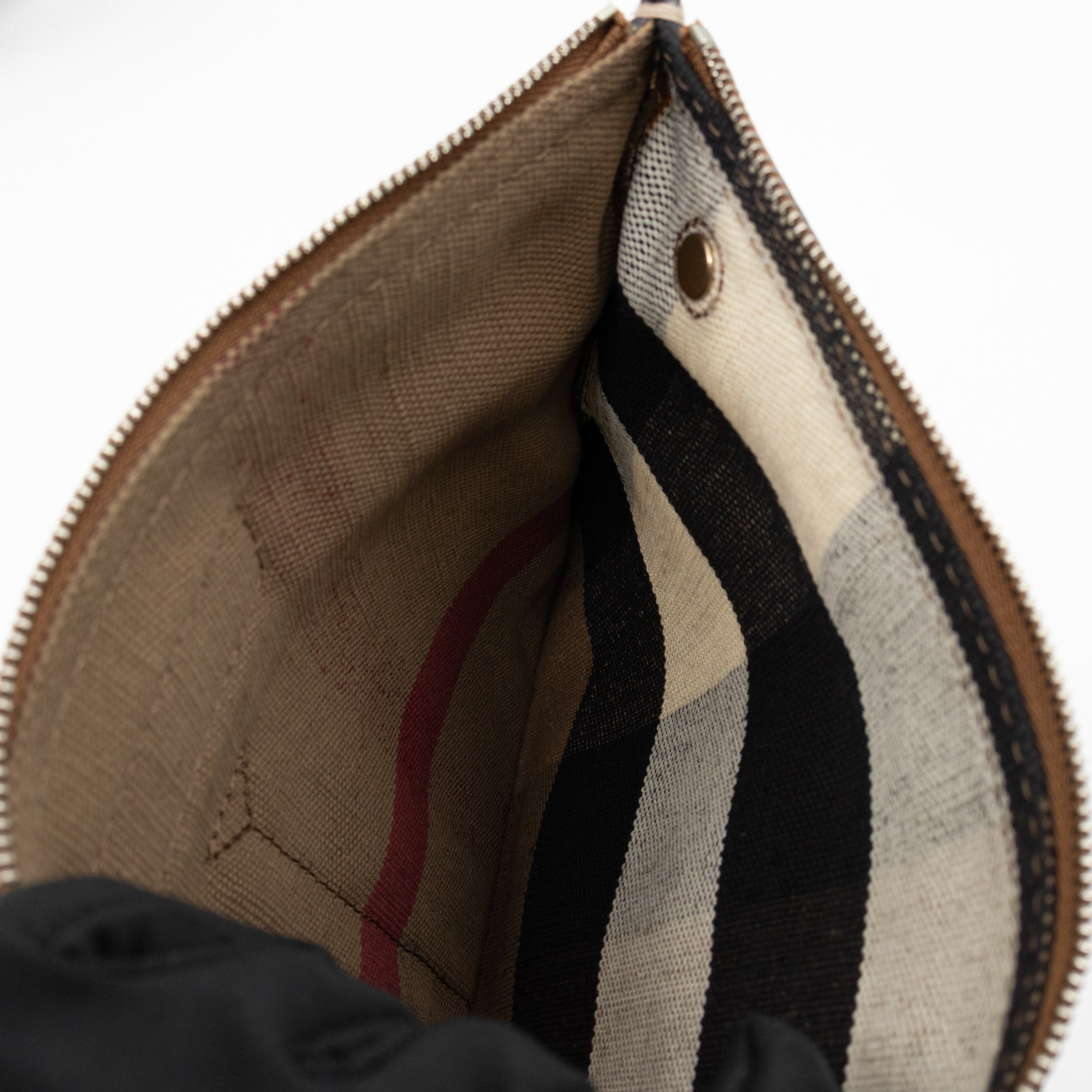 Ashby Bucket Bag Check Canvas Brown Leather