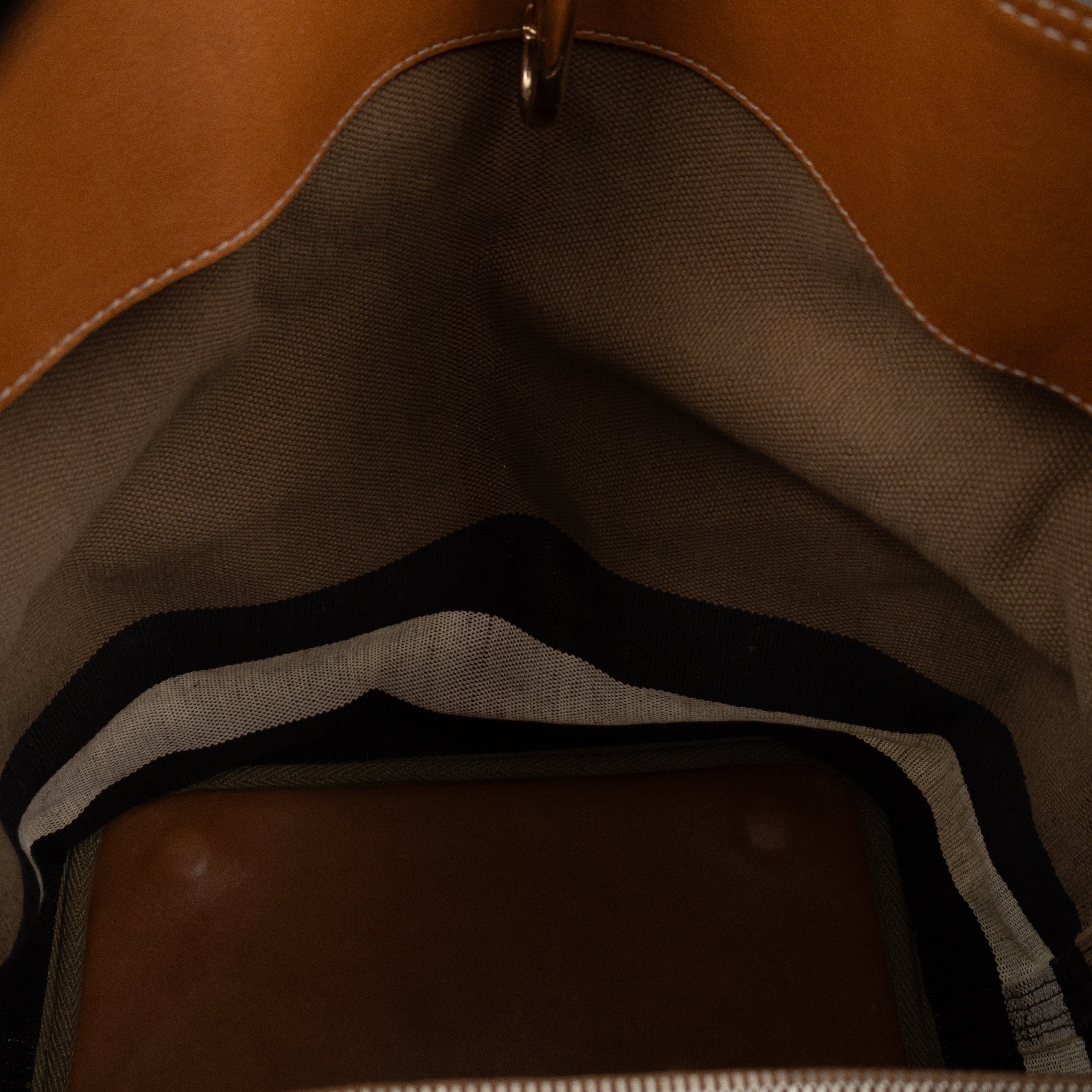 Ashby Bucket Bag Check Canvas Brown Leather