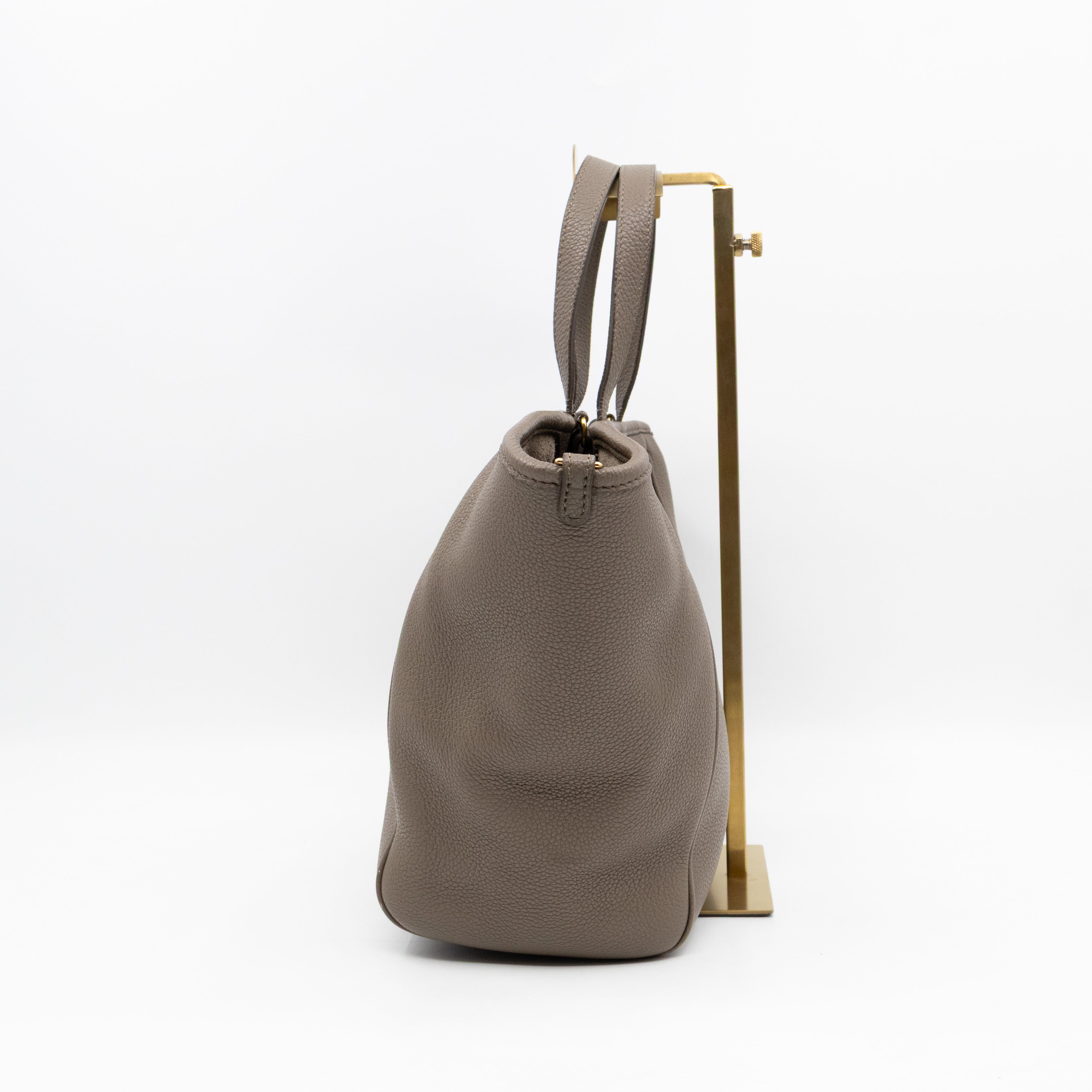 Fold Cabas Small Tote Grey Leather