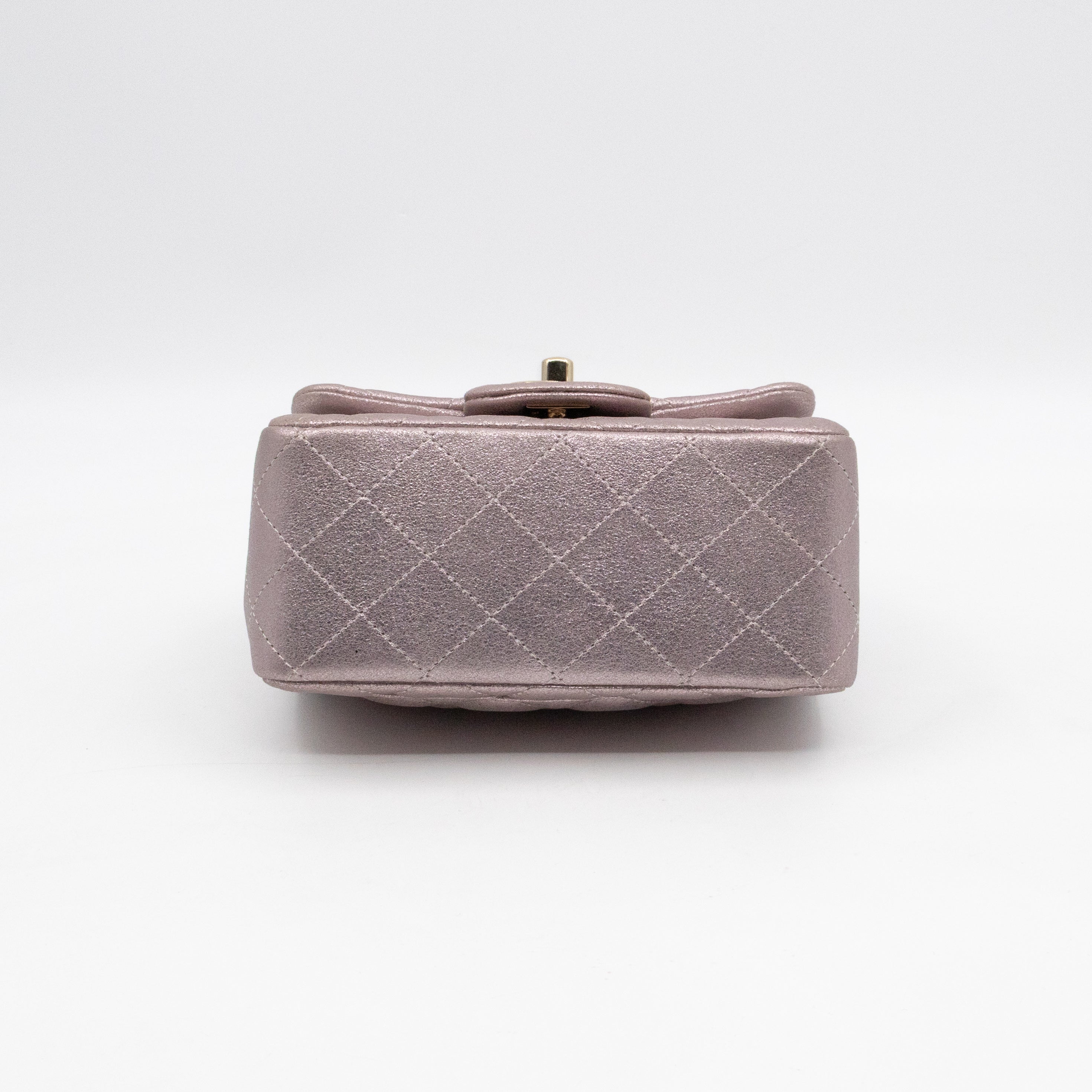 Classic Flap Mini Square Light Pink Metallic Goatskin