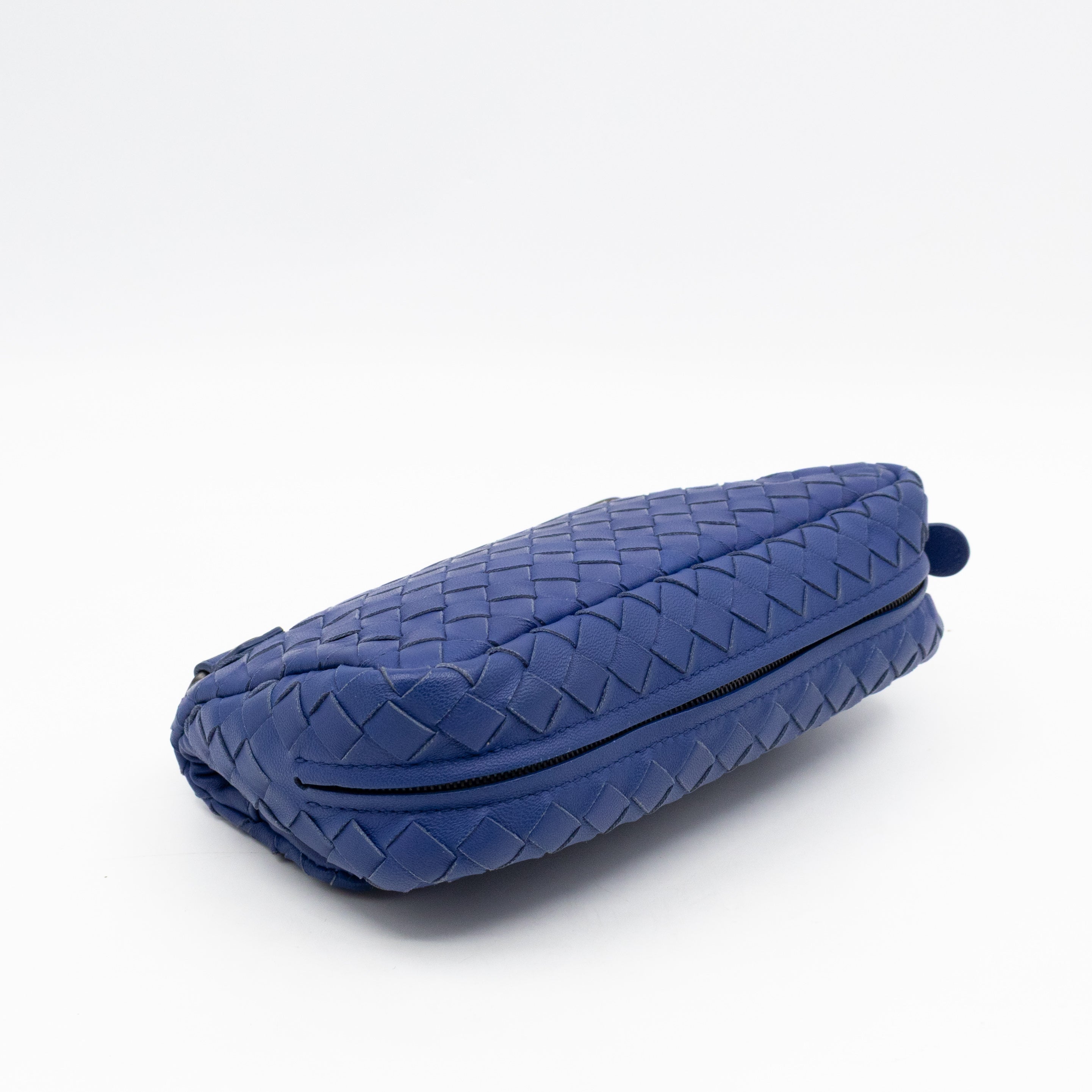 Olimpia Crossbody Bag Blue Intrecciato Leather