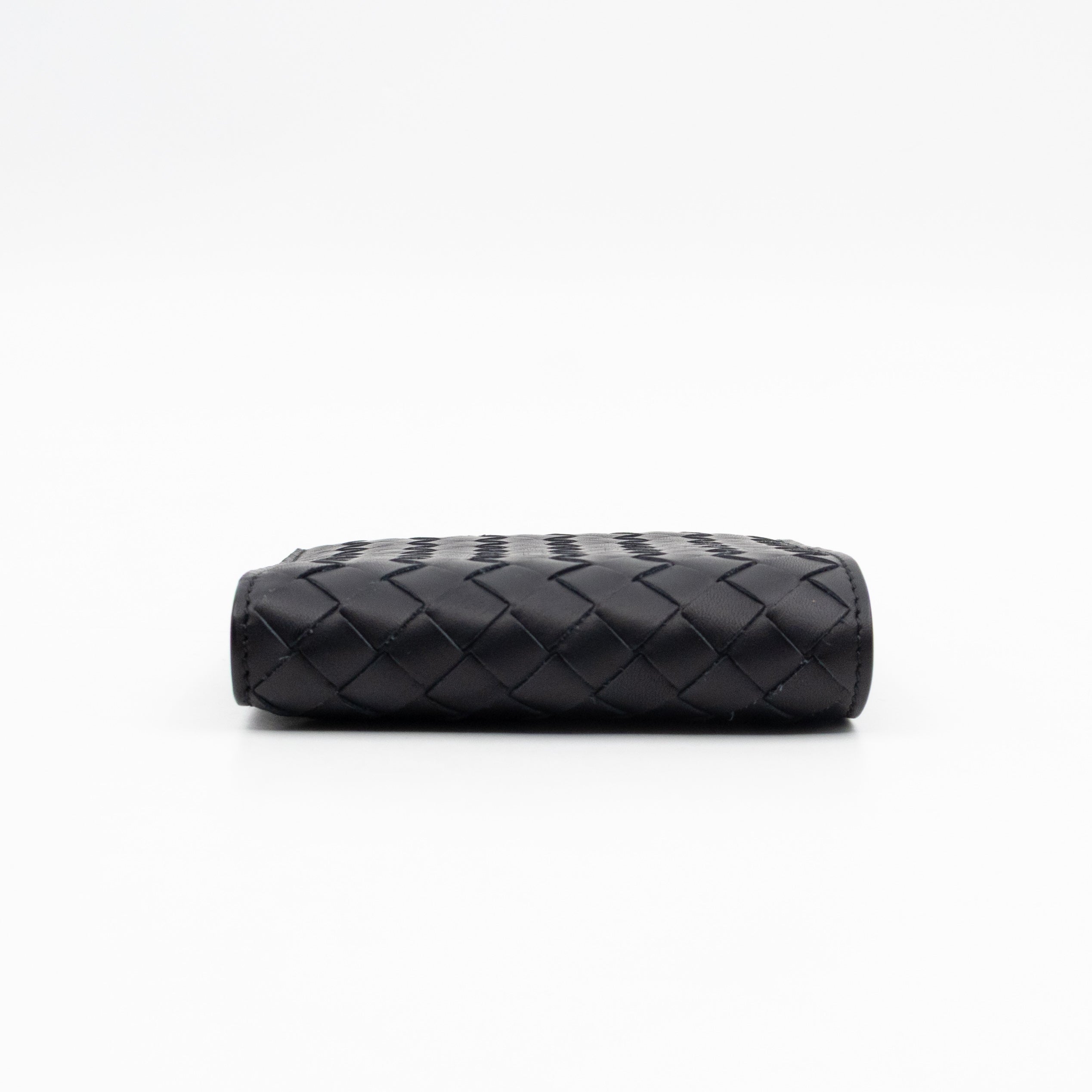 Classic Bifold Wallet Black Intrecciato Leather