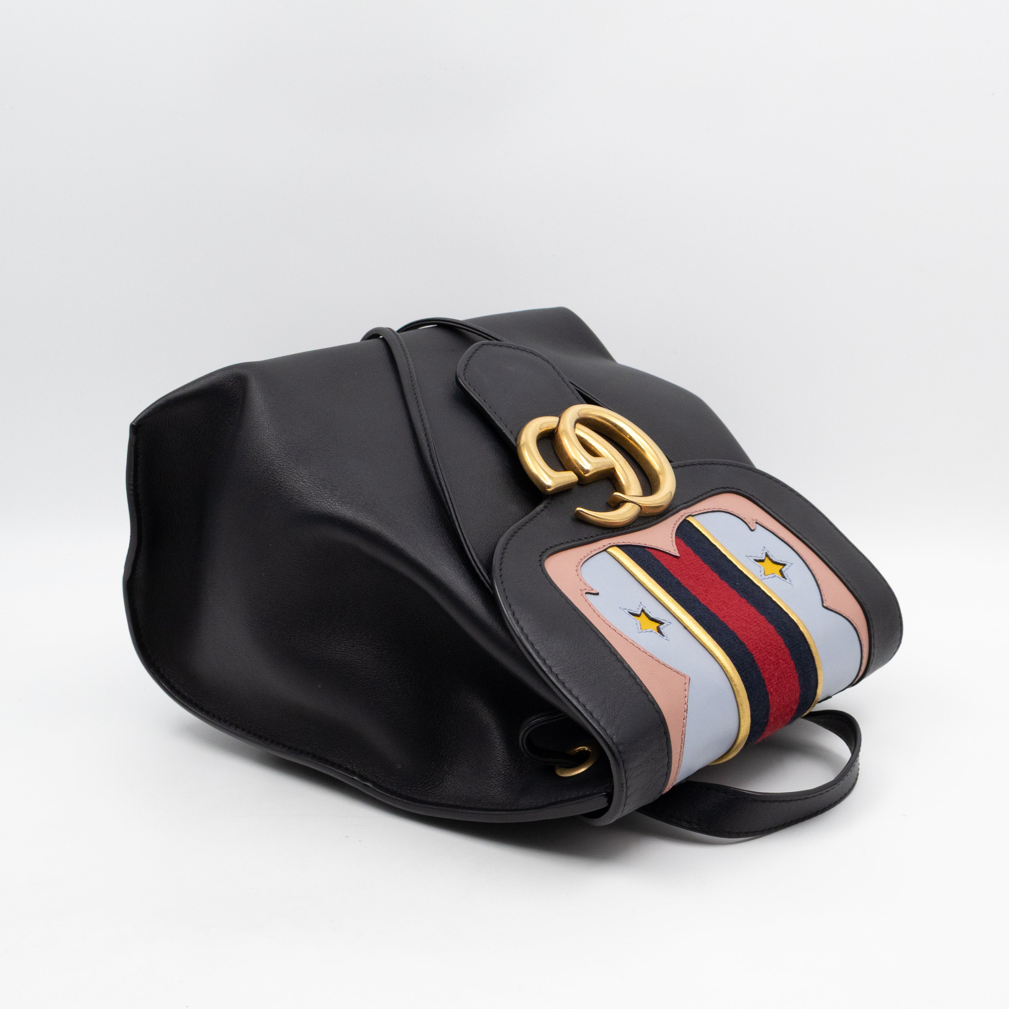 GG Marmont Web Heart Backpack Black Leather