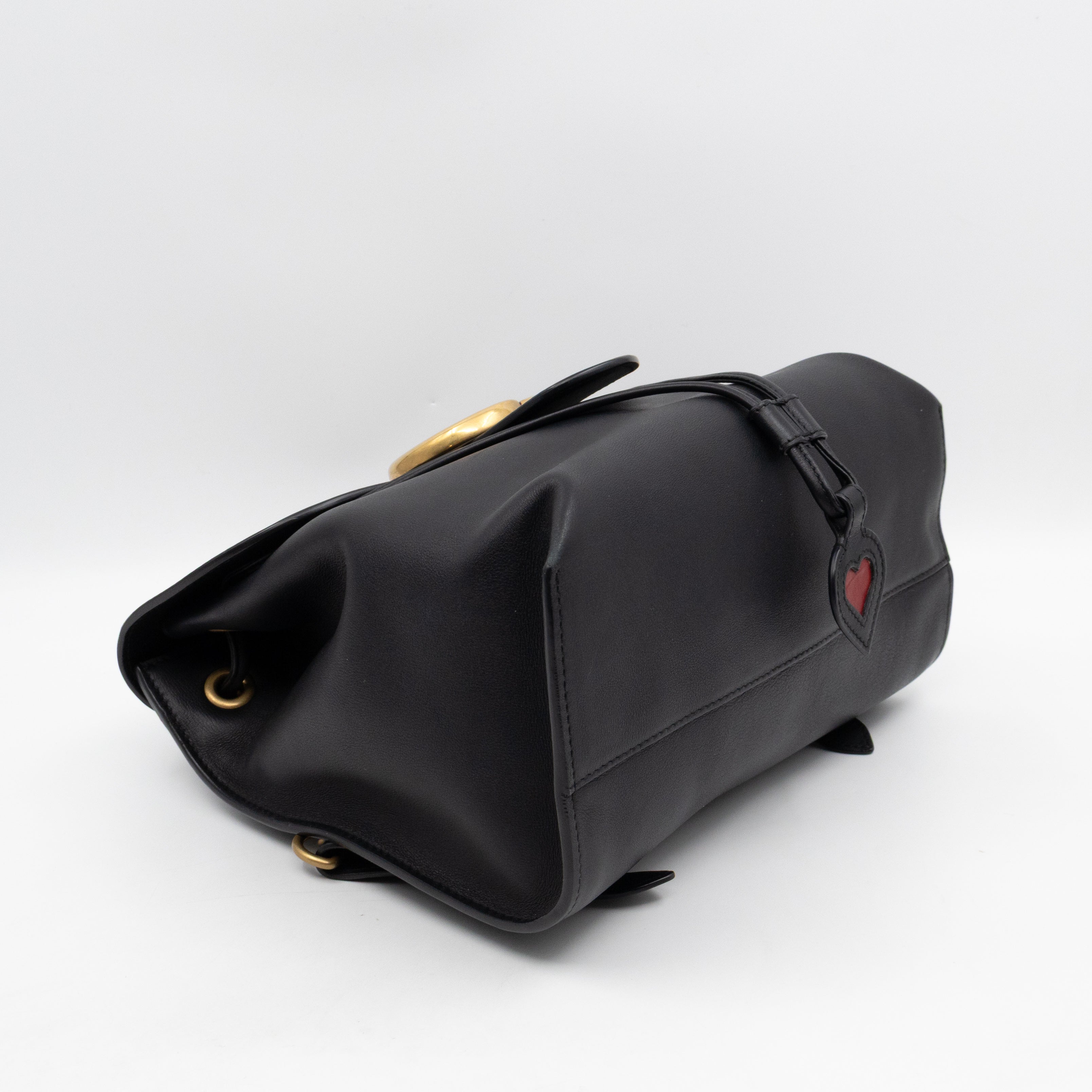 GG Marmont Web Heart Backpack Black Leather