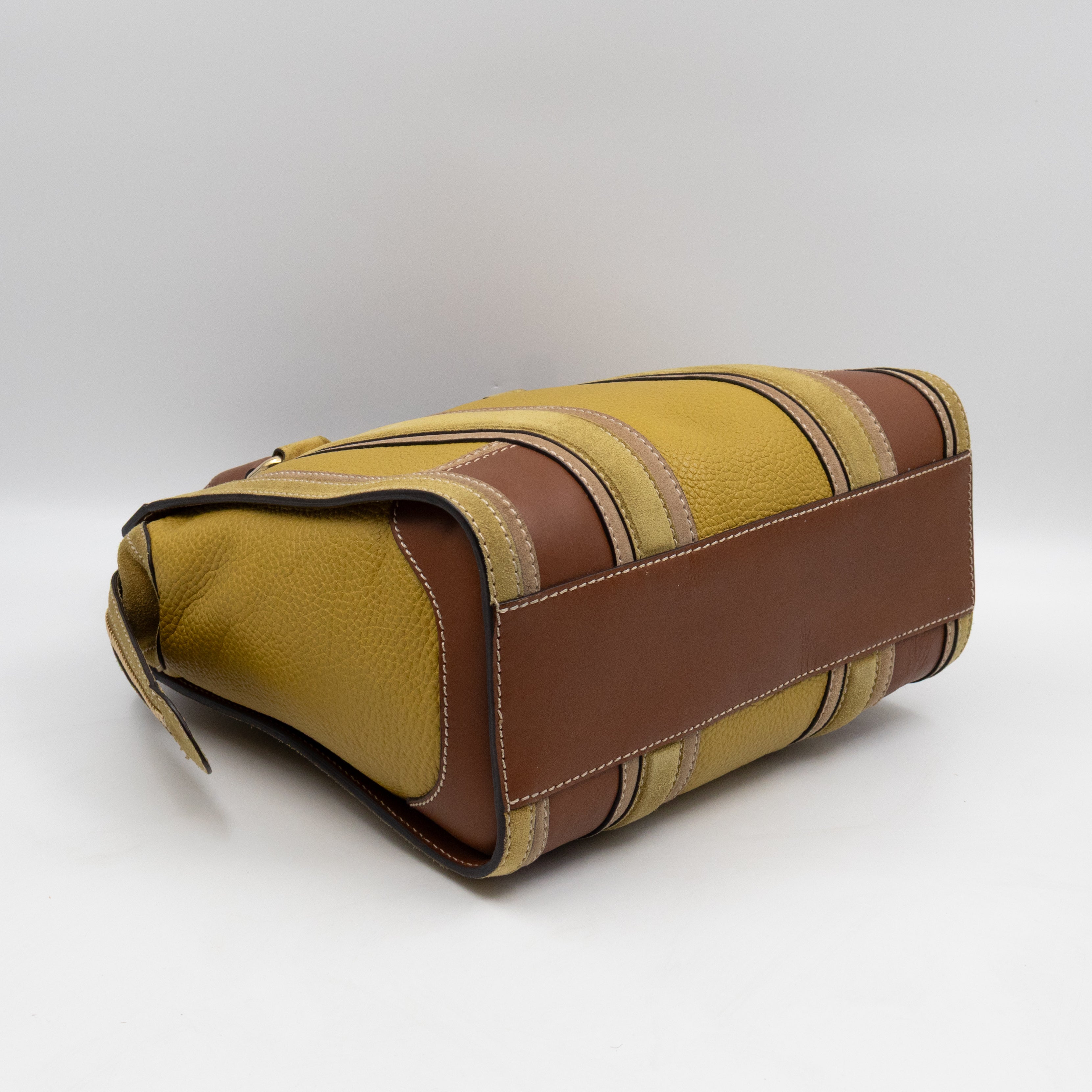 Alchester Satchel Bag Brown & Yellow Leather
