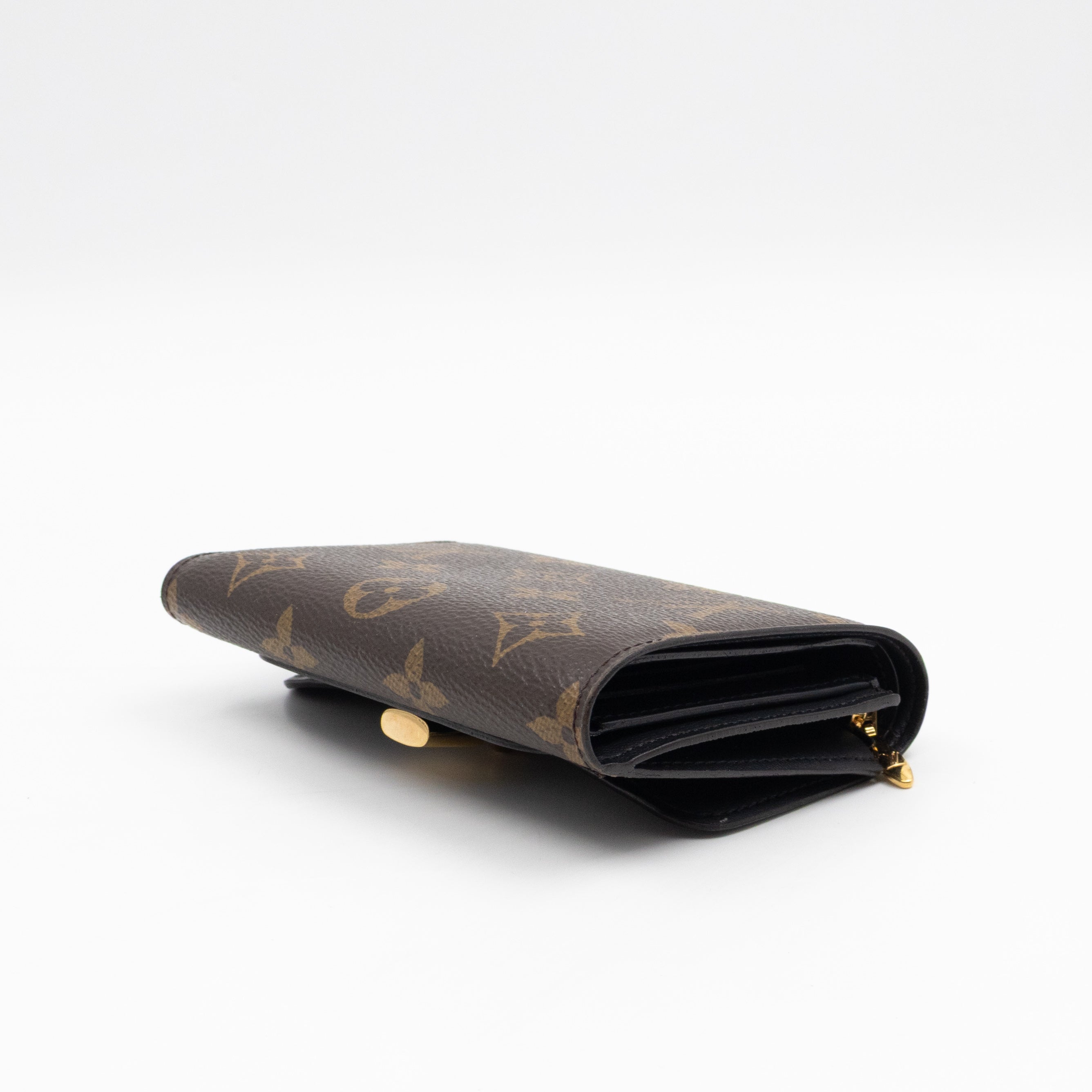 Flower Lock Compact Wallet Monogram Black