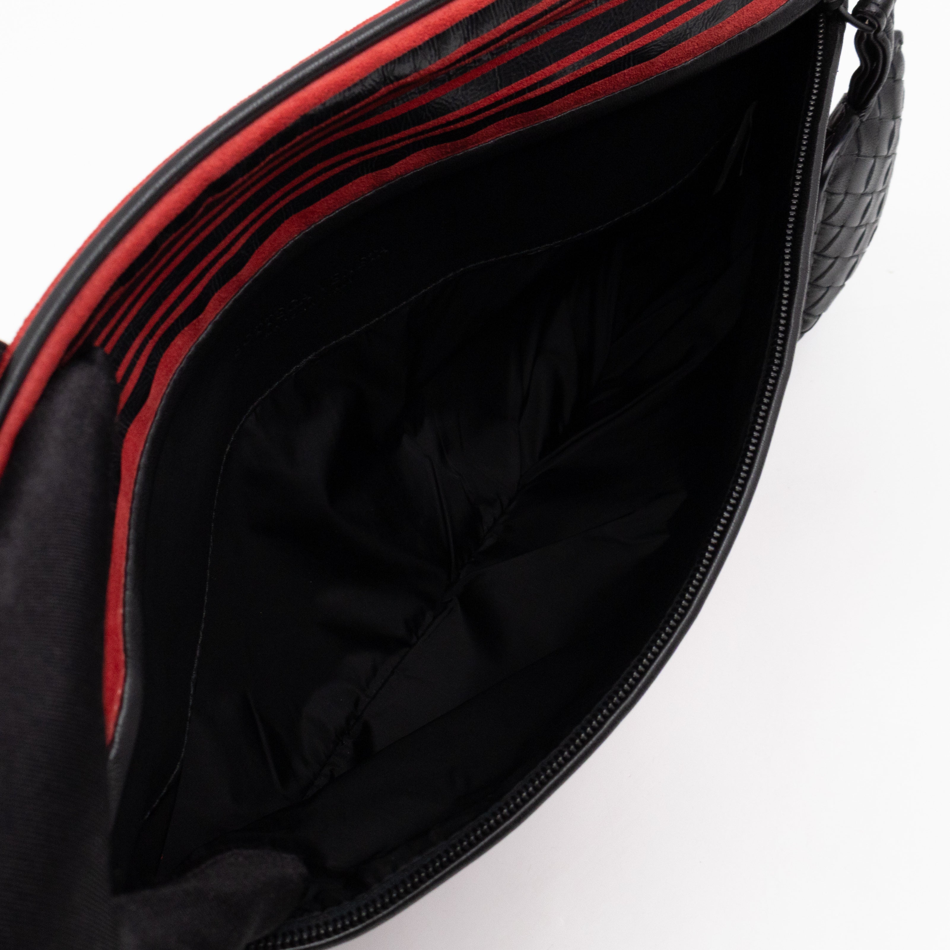 Crossbody Bag Red & Black Suede