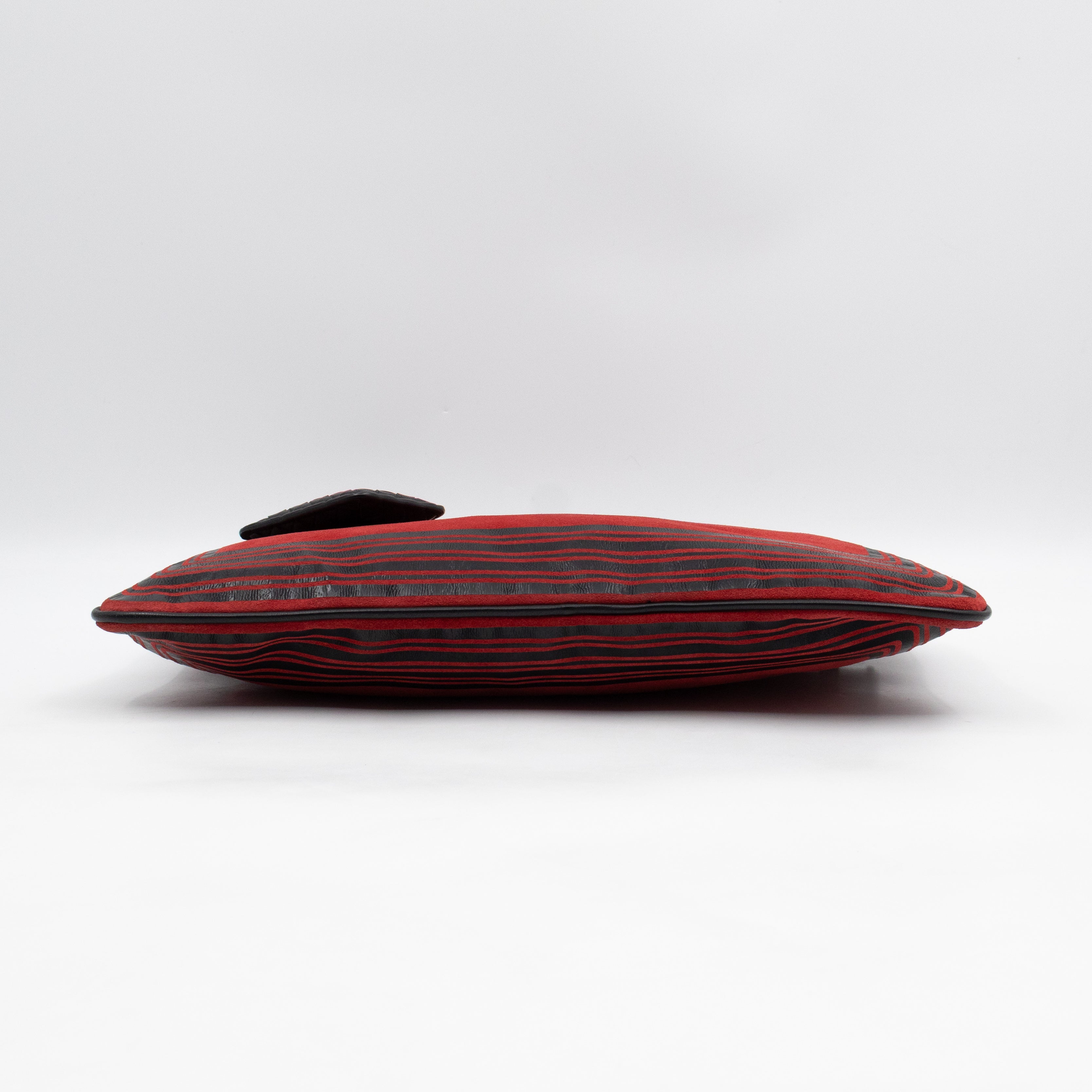 Crossbody Bag Red & Black Suede
